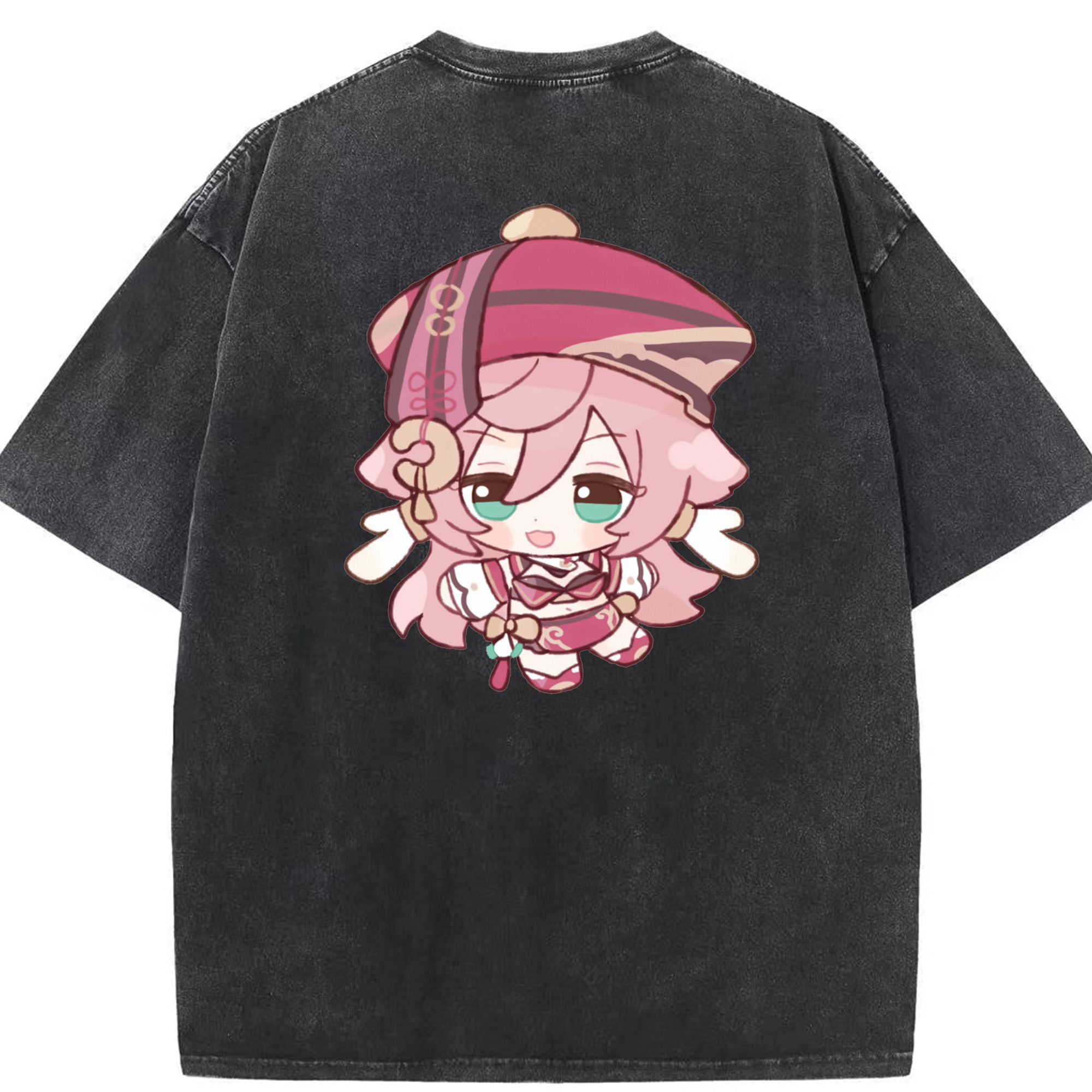 げんし神 ヤンフェイ genshin Yanfei 綿100% ヴィンテージ風 半袖Tシャツ（背面プリント）