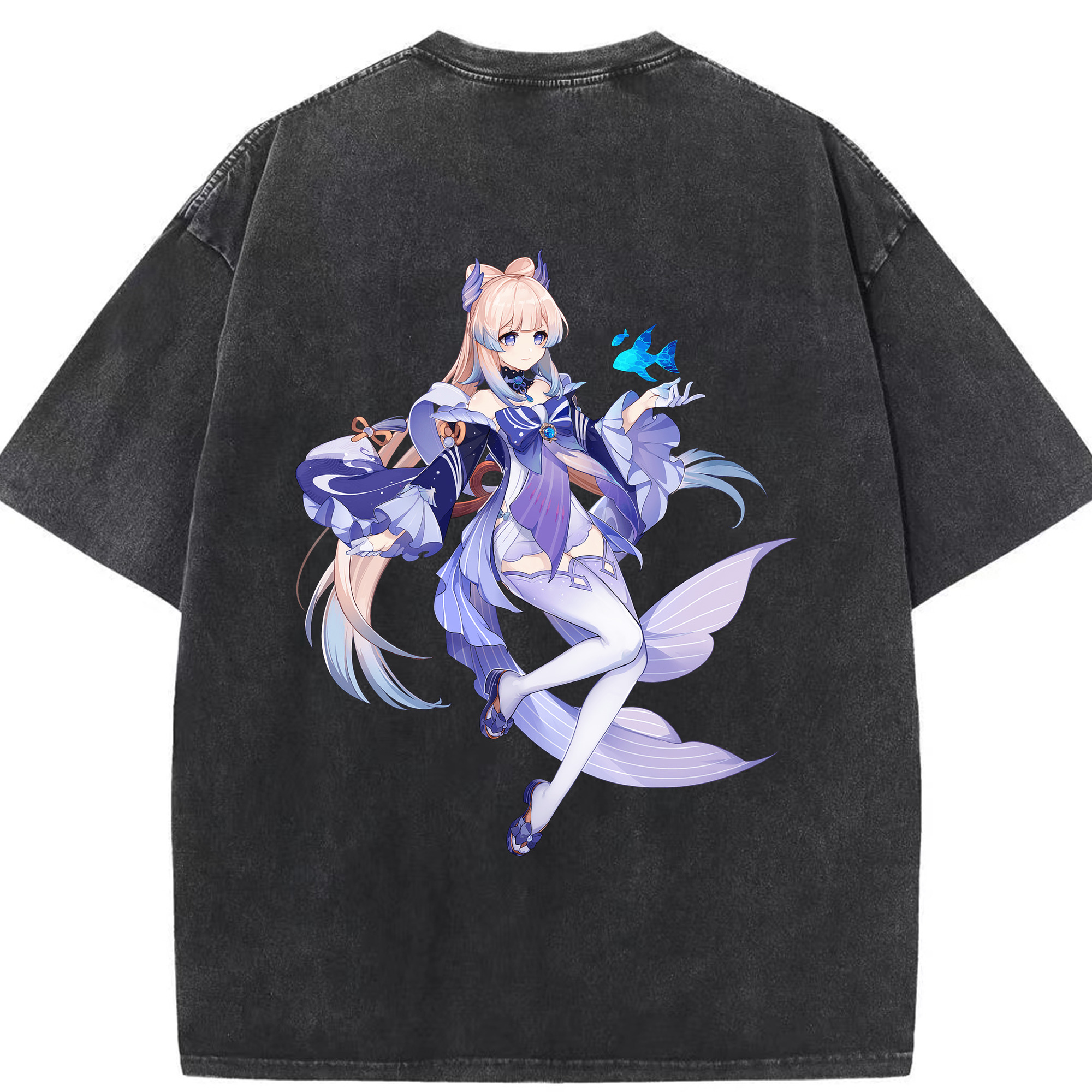 げんし神 珊瑚宮心海 サンゴノミヤ・ココミ genshin Sangonomiya Kokomi 綿100% ヴィンテージ風 半袖Tシャツ（背面プリント）