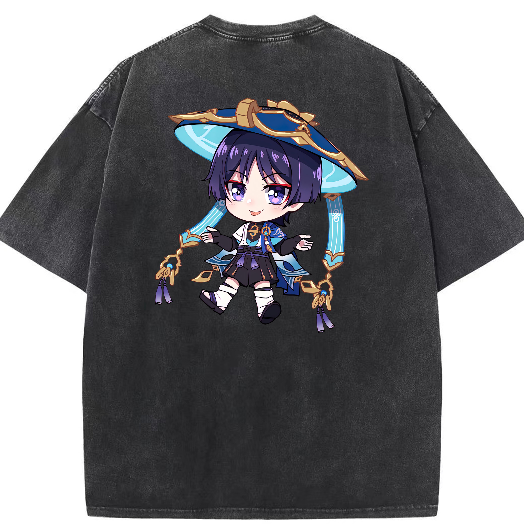 げんし神 さんペい genshin Sanpei 綿100% ヴィンテージ風 半袖Tシャツ（背面プリント）
