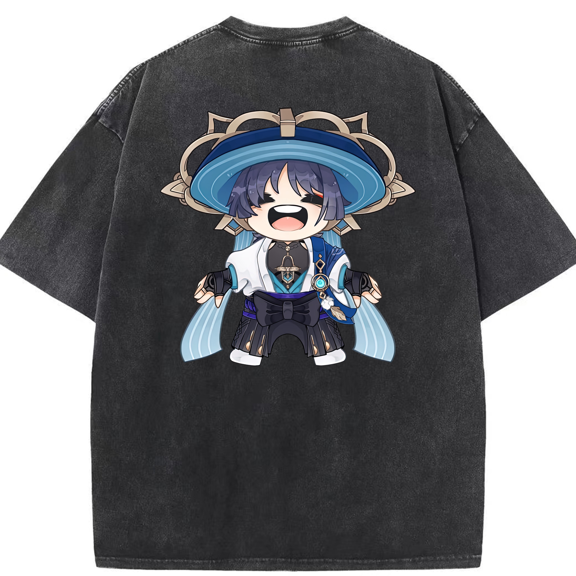 げんし神 さんペい genshin Sanpei 綿100% ヴィンテージ風 半袖Tシャツ（背面プリント）