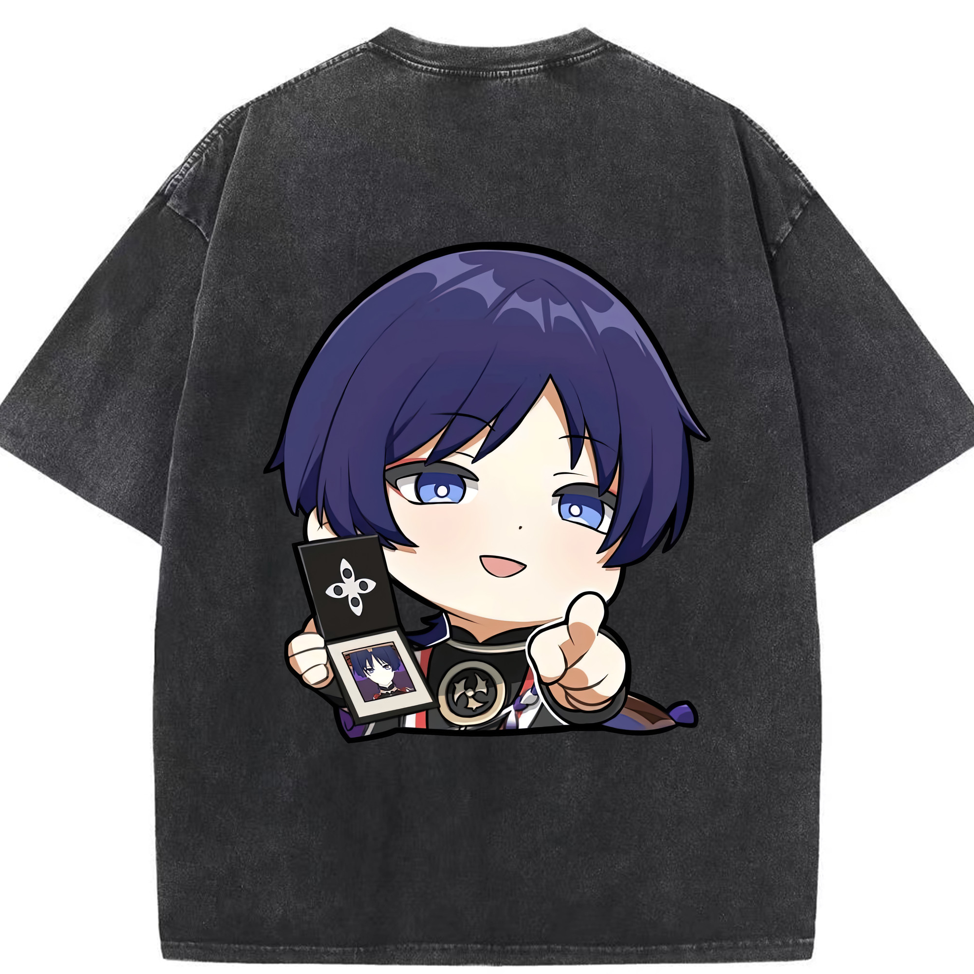 げんし神 さんペい genshin Sanpei 綿100% ヴィンテージ風 半袖Tシャツ（背面プリント）