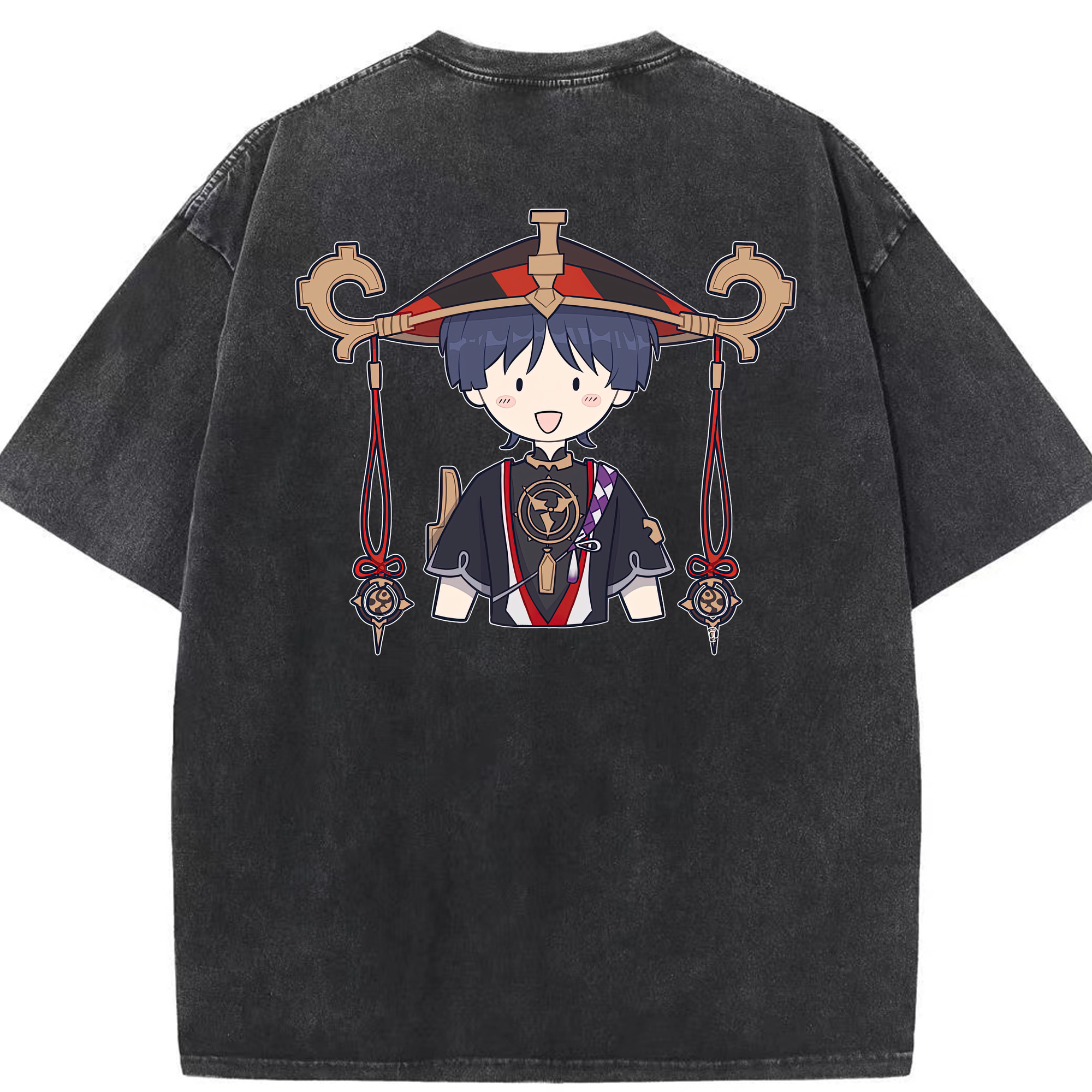 げんし神 さんペい genshin Sanpei 綿100% ヴィンテージ風 半袖Tシャツ（背面プリント）
