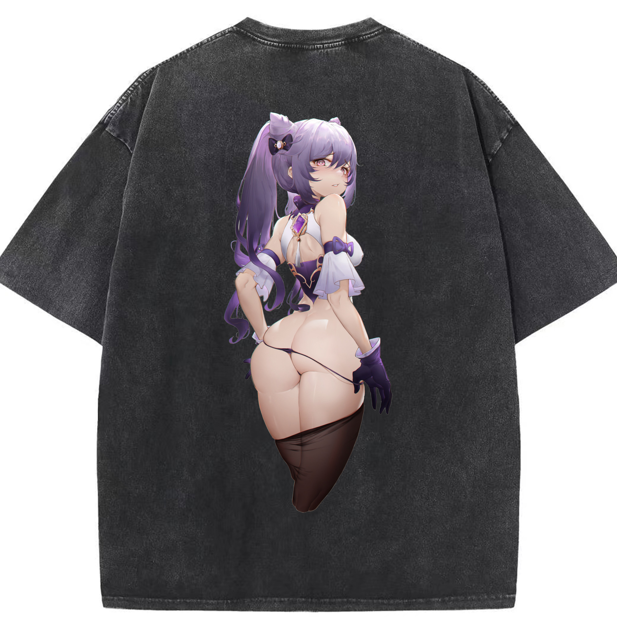 げんし神 刻晴 こくせい genshin Kokusei 綿100% ヴィンテージ風 半袖Tシャツ（背面プリント）