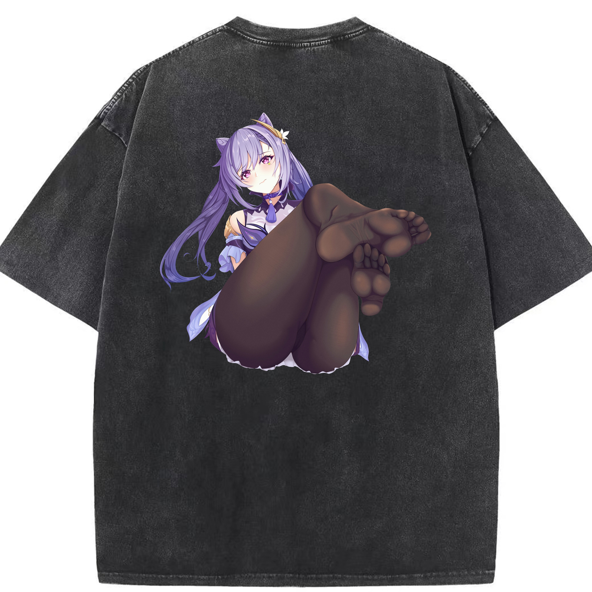 げんし神 刻晴 こくせい genshin Kokusei 綿100% ヴィンテージ風 半袖Tシャツ（背面プリント）