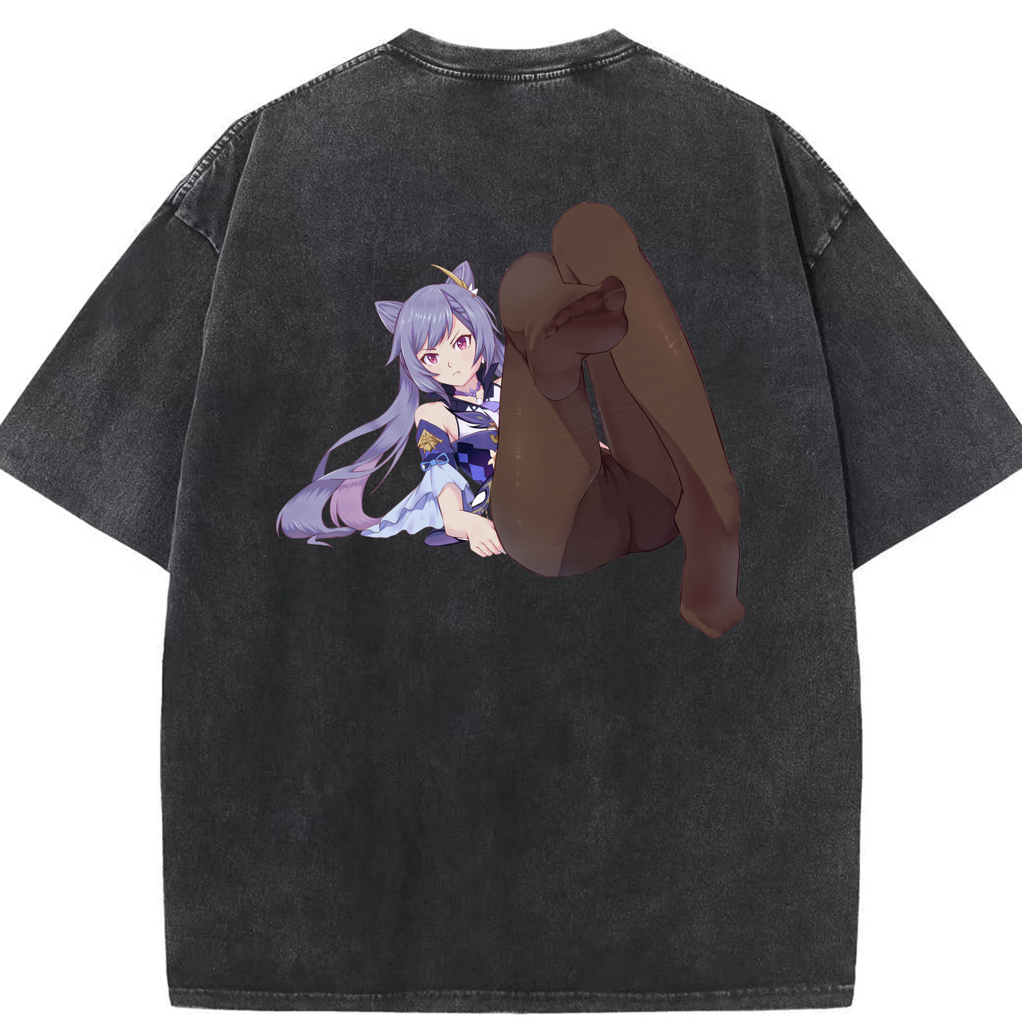 げんし神 刻晴 こくせい genshin Kokusei 綿100% ヴィンテージ風 半袖Tシャツ（背面プリント）