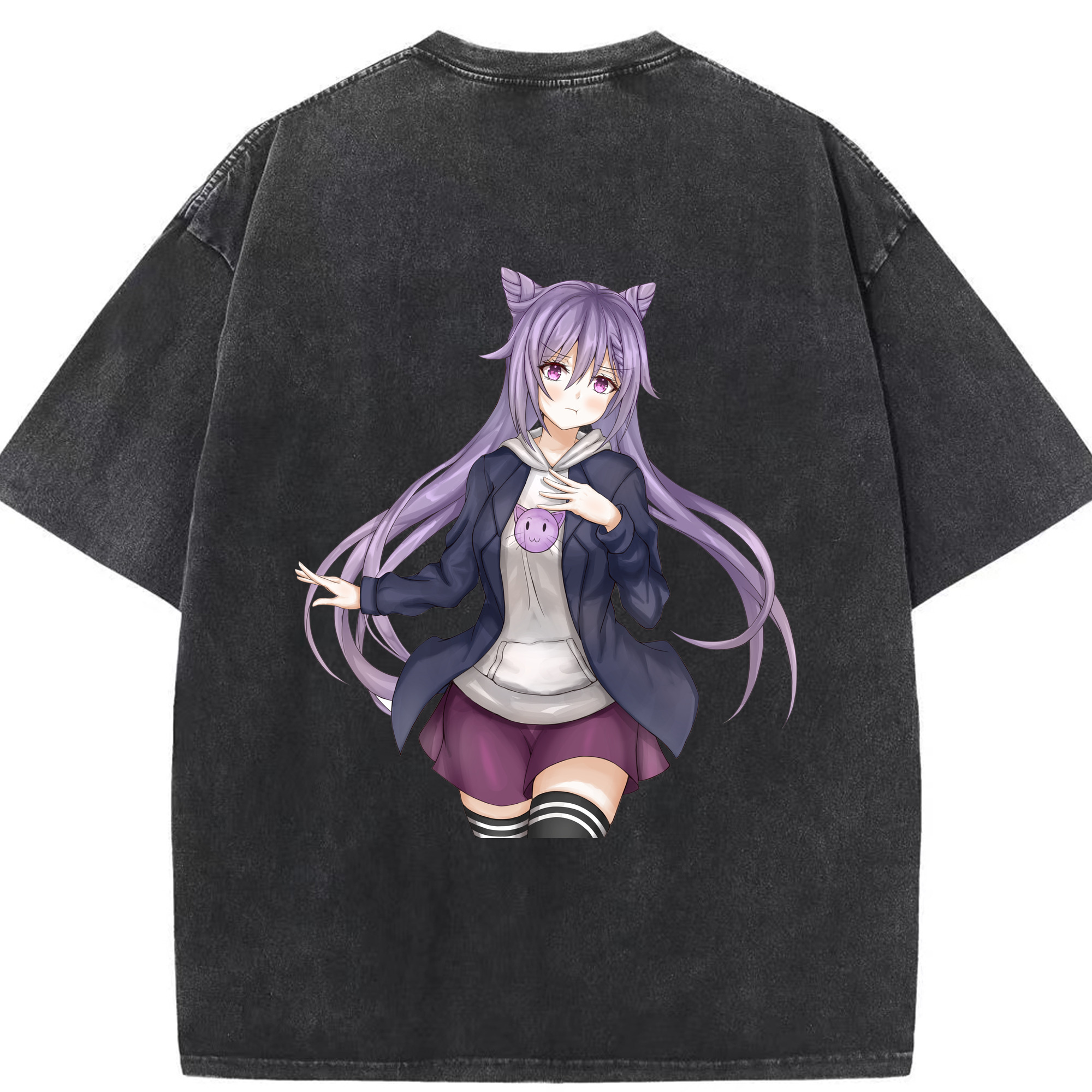 げんし神 刻晴 こくせい genshin Kokusei 綿100% ヴィンテージ風 半袖Tシャツ（背面プリント）