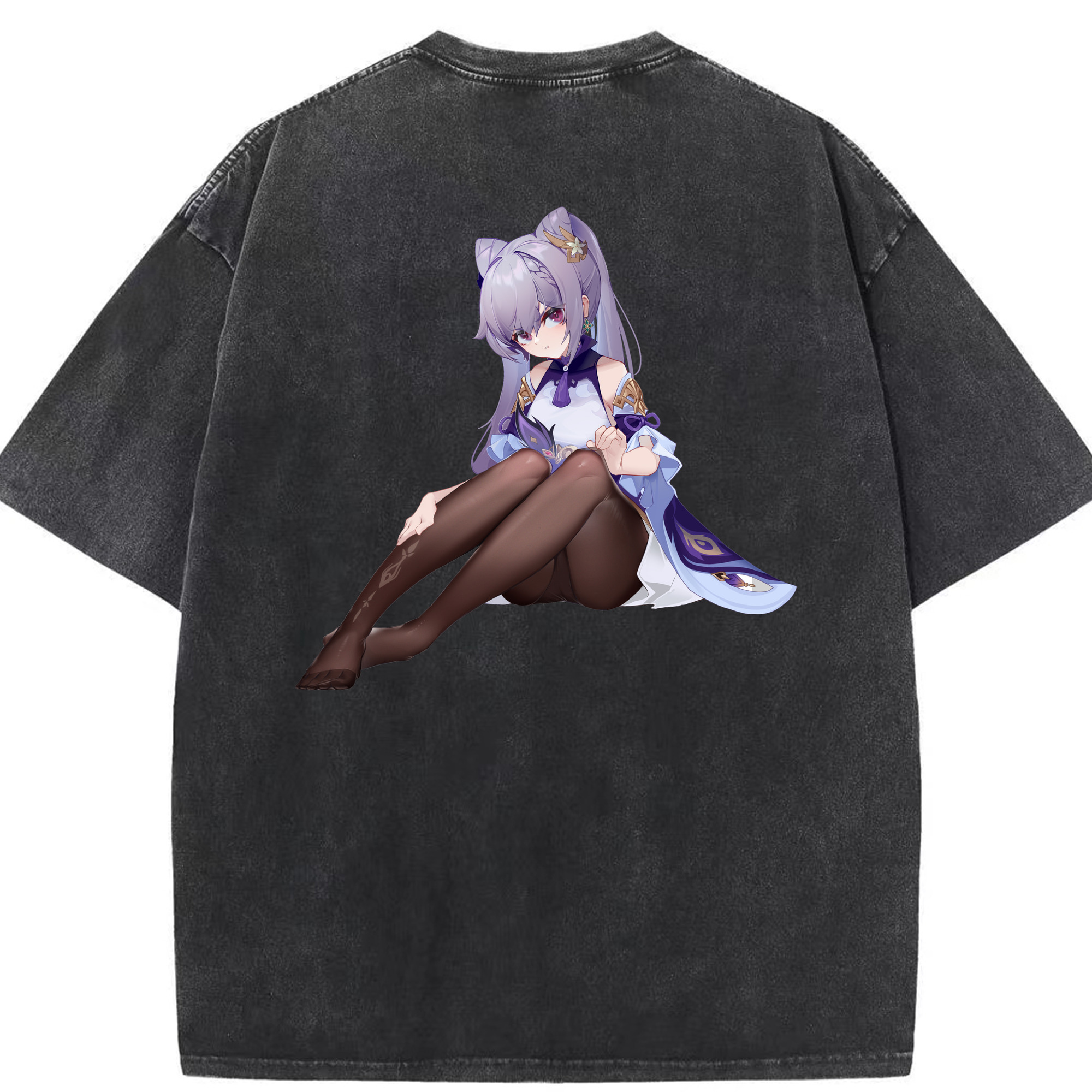 げんし神 刻晴 こくせい genshin Kokusei 綿100% ヴィンテージ風 半袖Tシャツ（背面プリント）