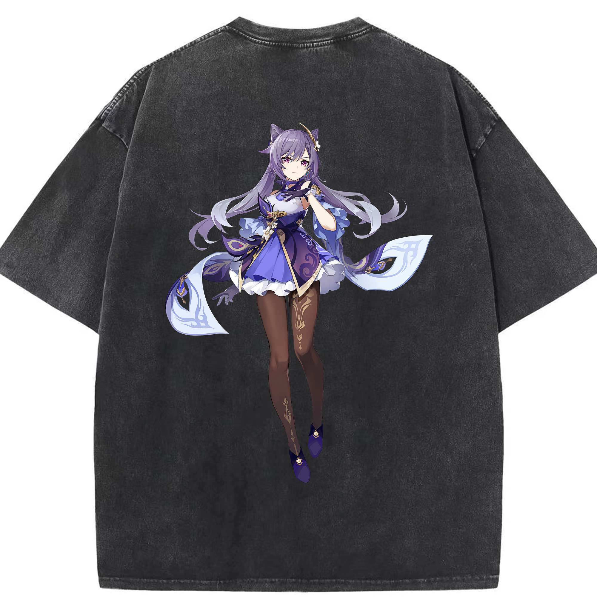 げんし神 刻晴 こくせい genshin Kokusei 綿100% ヴィンテージ風 半袖Tシャツ（背面プリント）