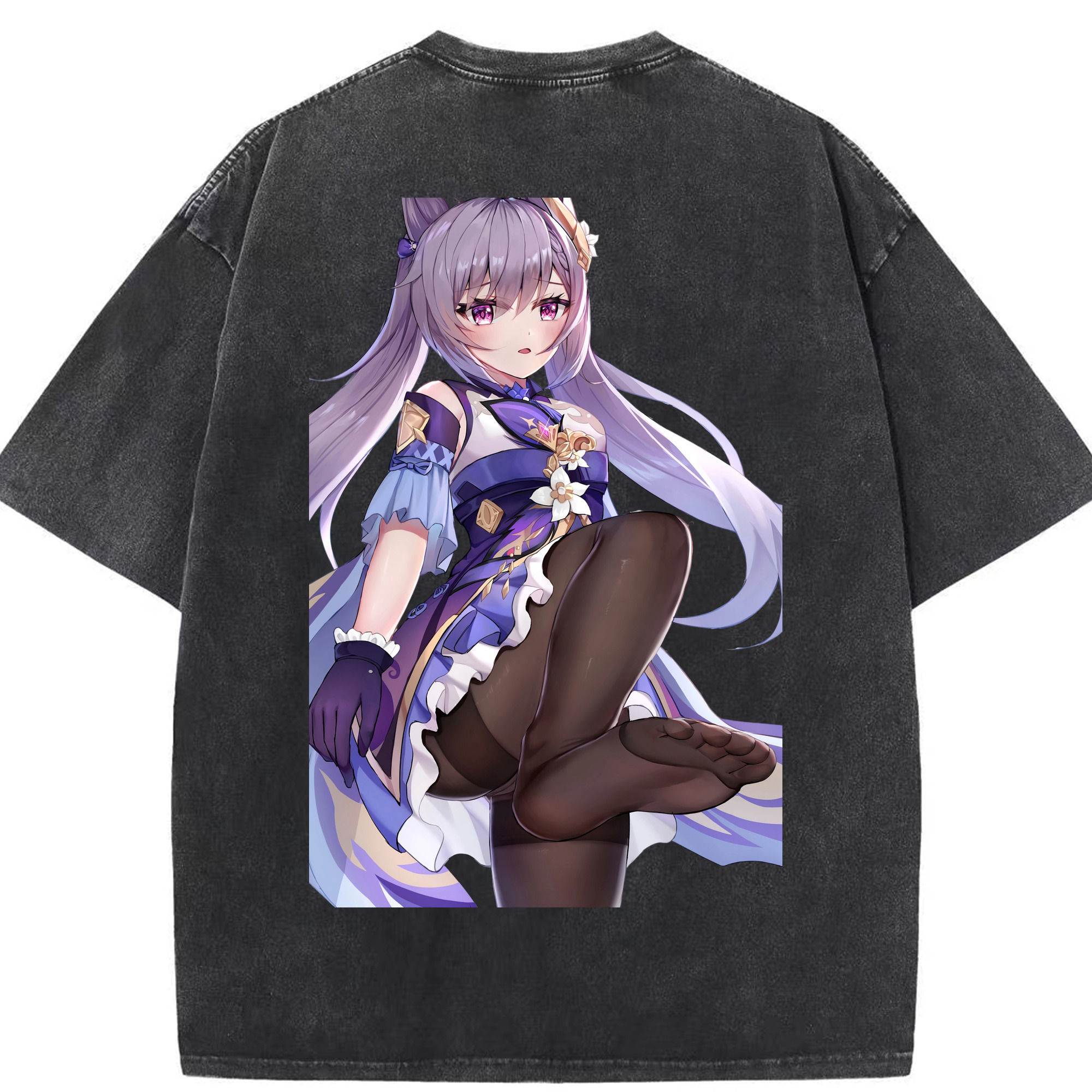 げんし神 刻晴 こくせい genshin Kokusei 綿100% ヴィンテージ風 半袖Tシャツ（背面プリント）