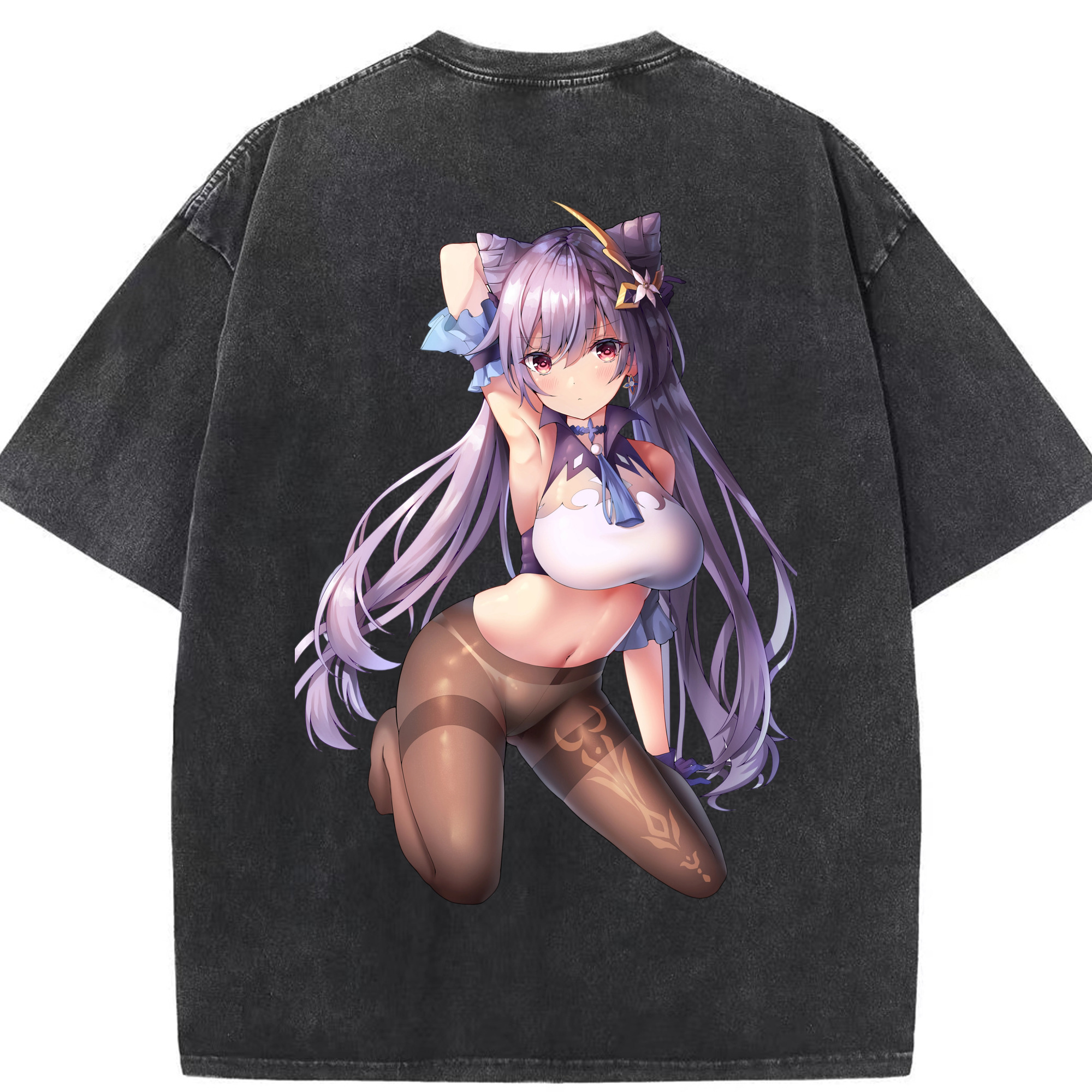 げんし神 刻晴 こくせい genshin Kokusei 綿100% ヴィンテージ風 半袖Tシャツ（背面プリント）