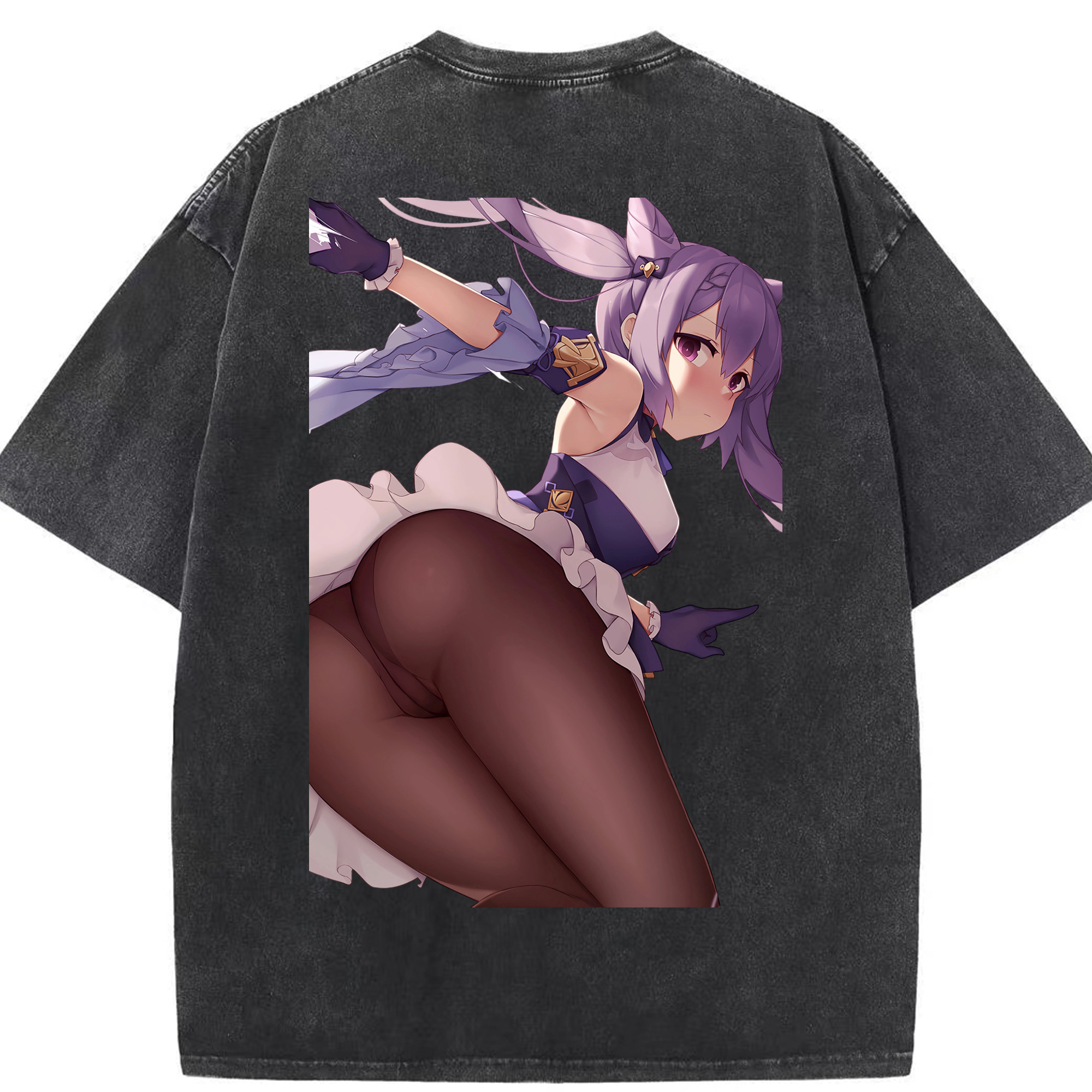 げんし神 刻晴 こくせい genshin Kokusei 綿100% ヴィンテージ風 半袖Tシャツ（背面プリント）