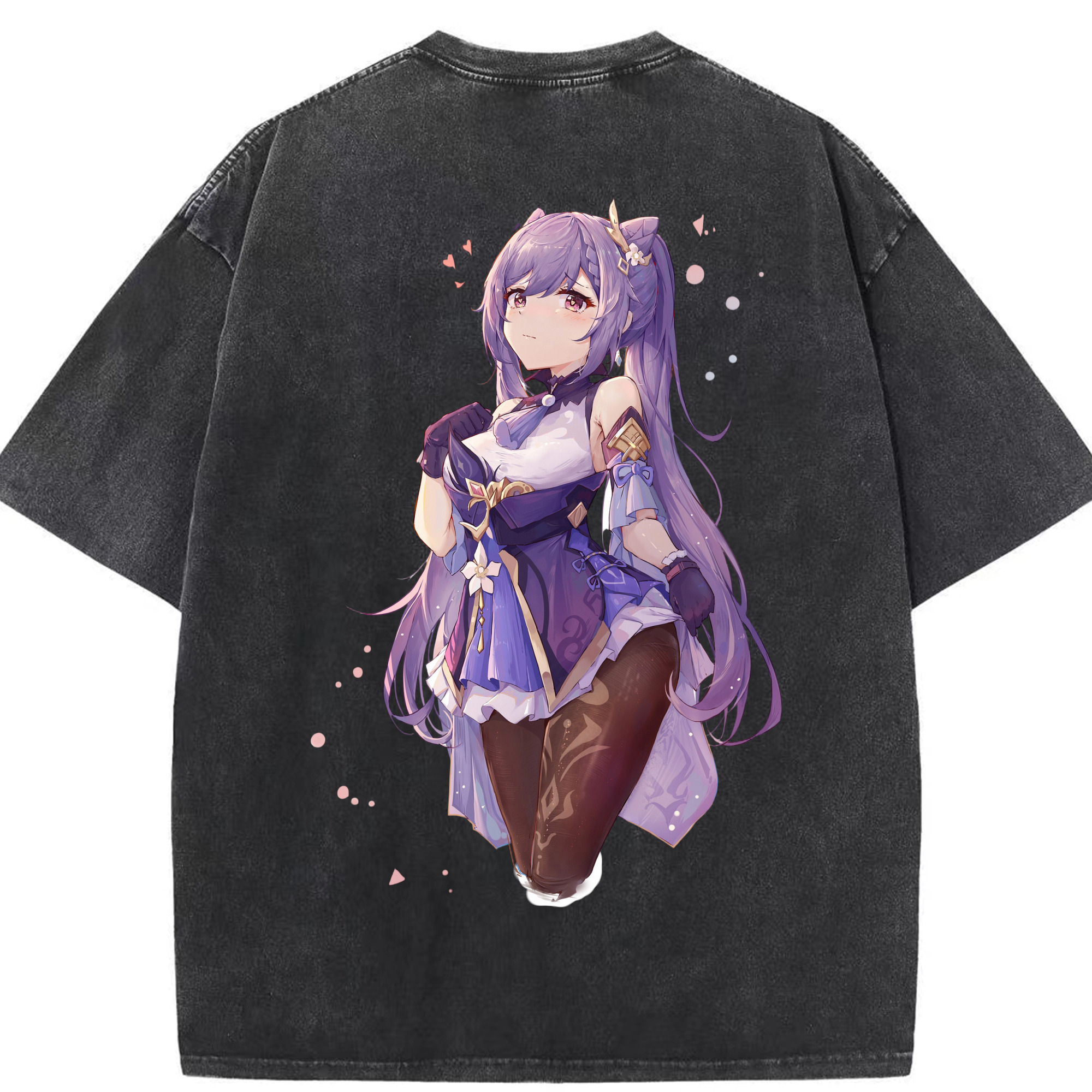 げんし神 刻晴 こくせい genshin Kokusei 綿100% ヴィンテージ風 半袖Tシャツ（背面プリント）