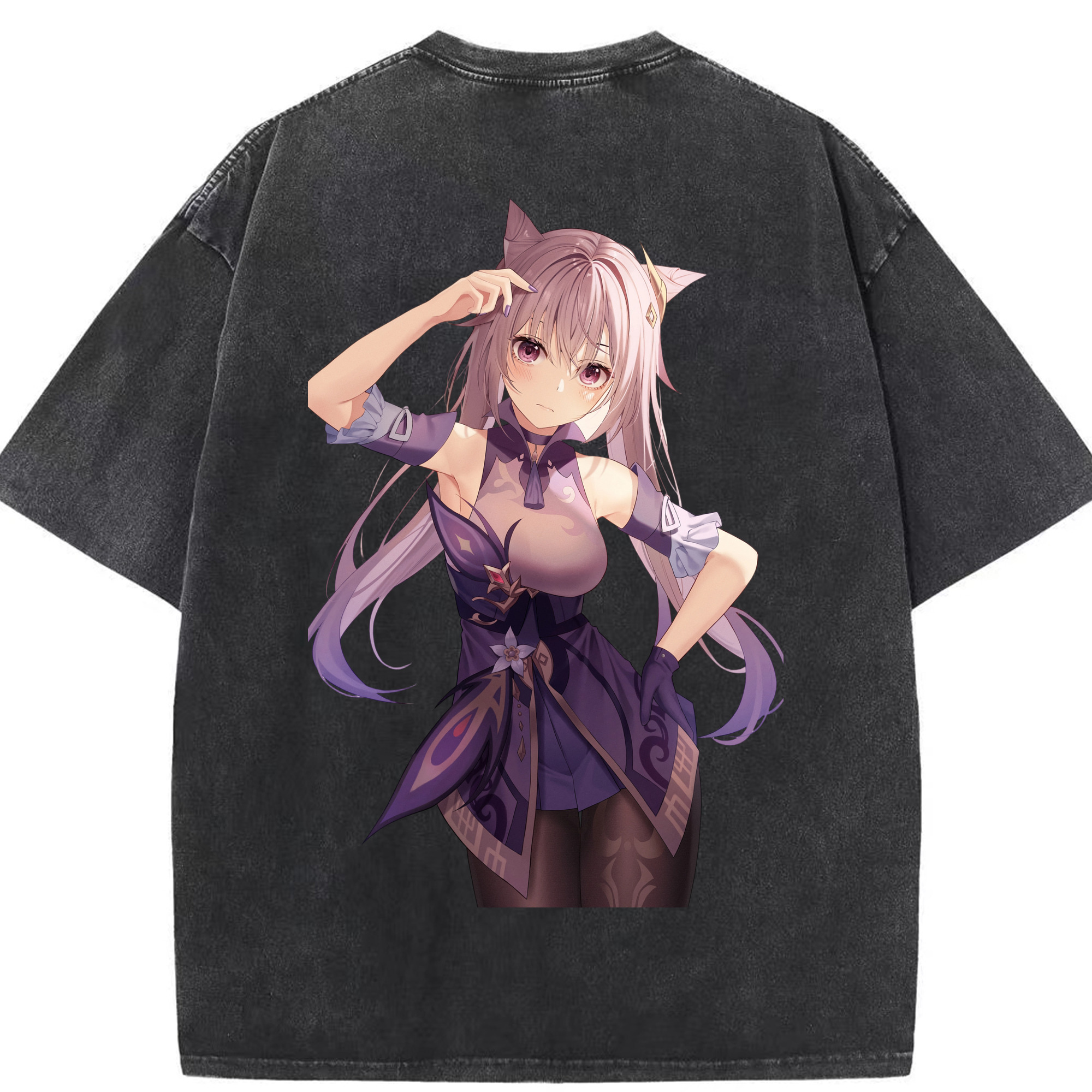げんし神 刻晴 こくせい genshin Kokusei 綿100% ヴィンテージ風 半袖Tシャツ（背面プリント）