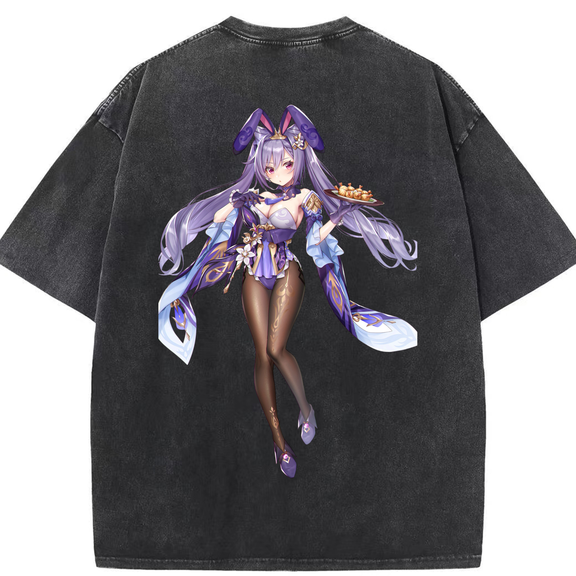 げんし神 刻晴 こくせい genshin Kokusei 綿100% ヴィンテージ風 半袖Tシャツ（背面プリント）