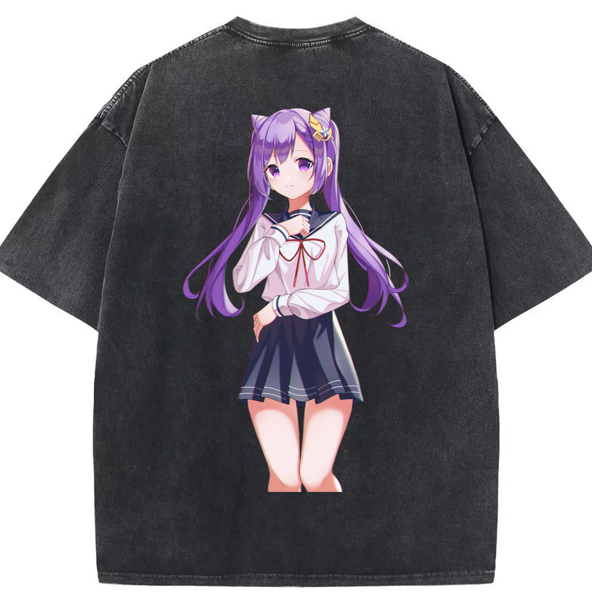 げんし神 刻晴 こくせい genshin Kokusei 綿100% ヴィンテージ風 半袖Tシャツ（背面プリント）