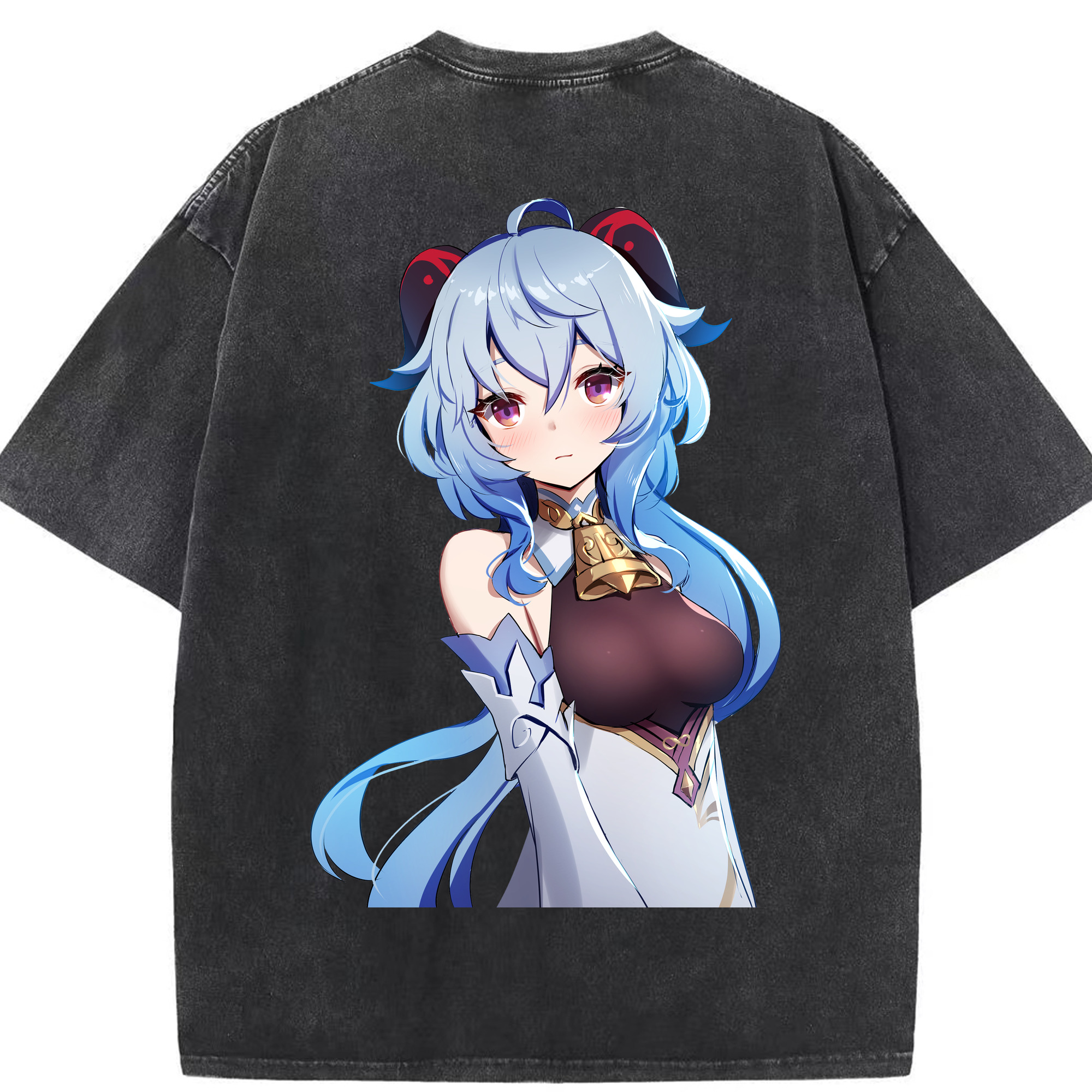 げんし神 甘雨 かんう genshin Ganyu 綿100% ヴィンテージ風 半袖Tシャツ（背面プリント）