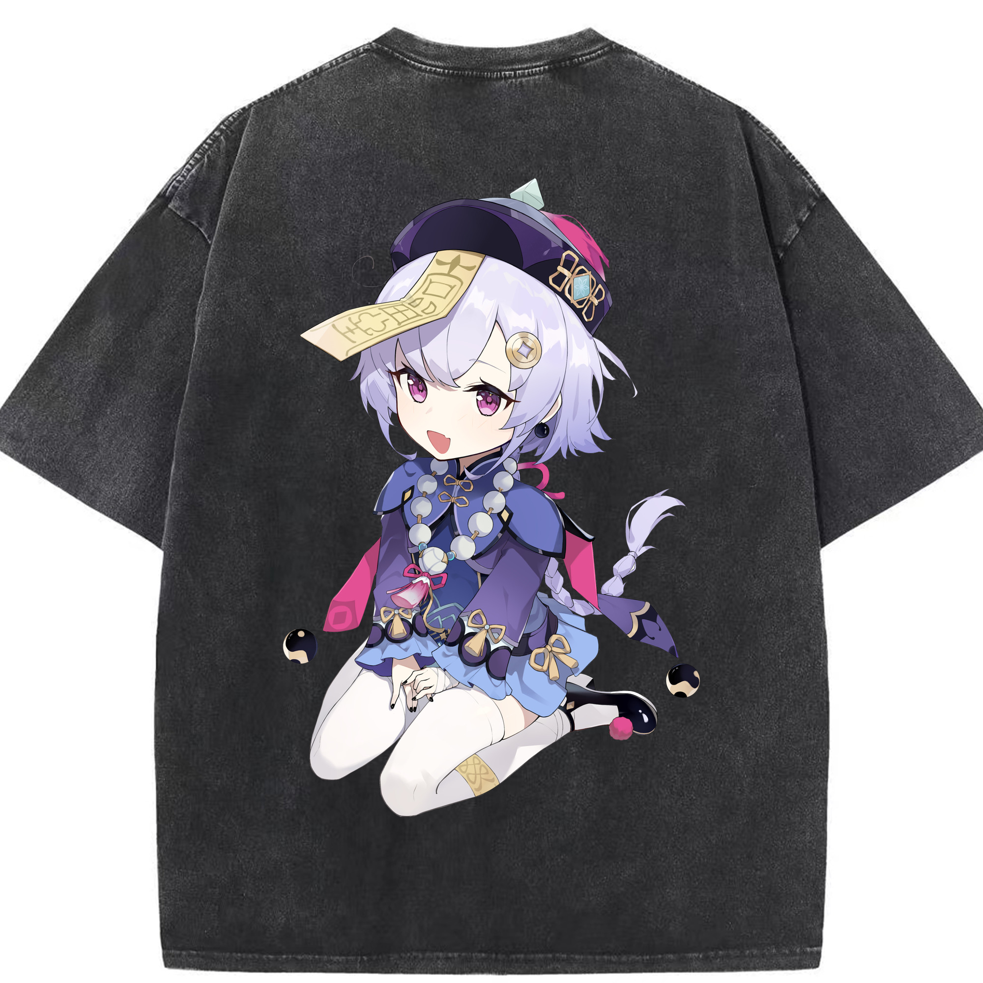 げんし神 七七 なな  genshin Nana 綿100% ヴィンテージ風 半袖Tシャツ（背面プリント）