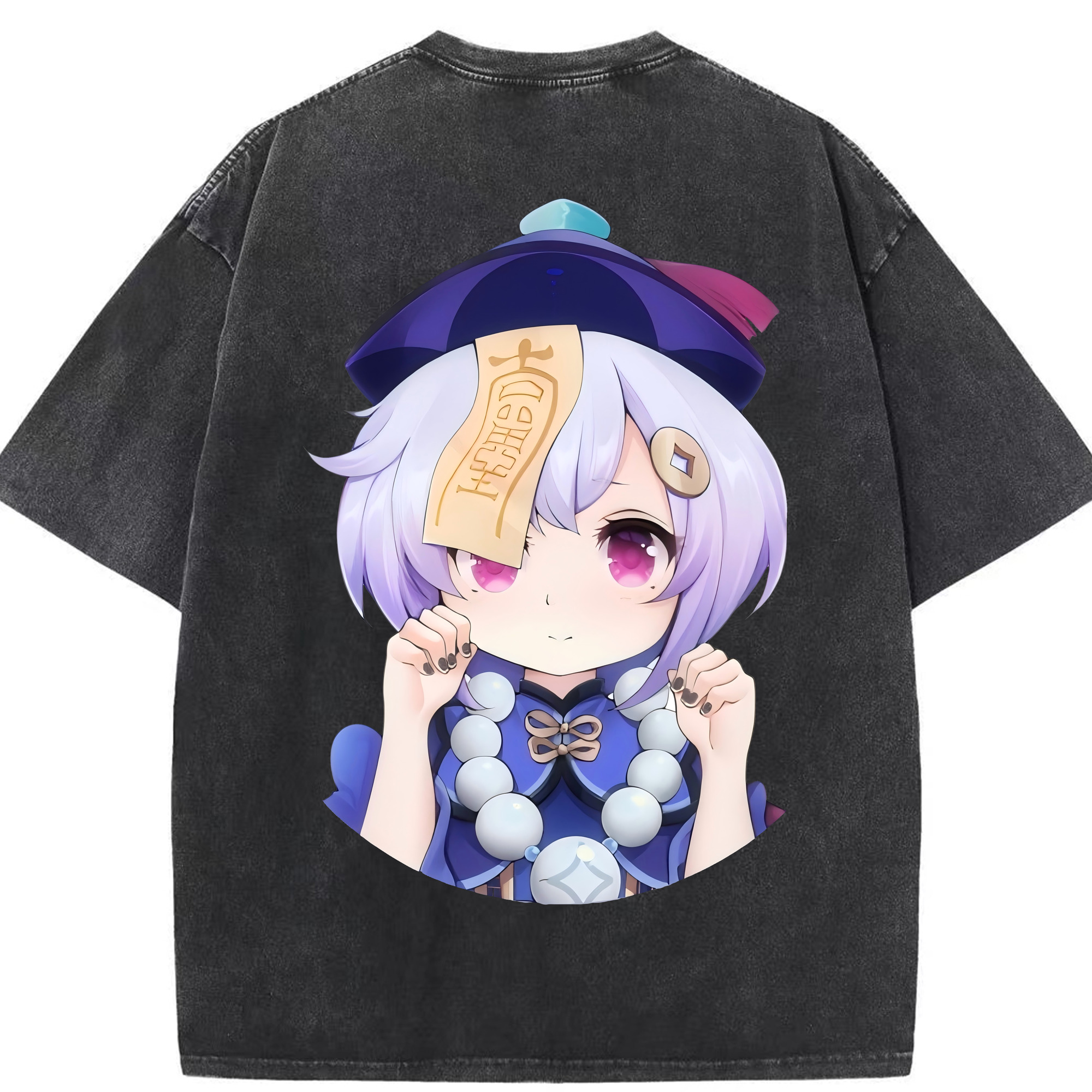 げんし神 七七 なな  genshin Nana 綿100% ヴィンテージ風 半袖Tシャツ（背面プリント）