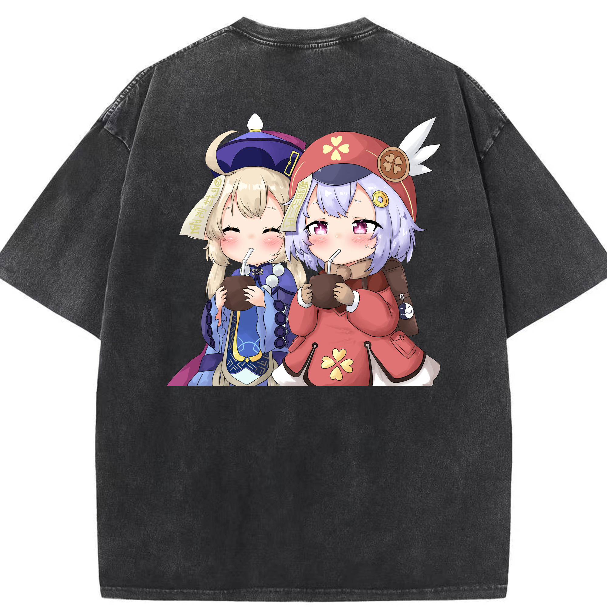 げんし神 七七 なな  genshin Nana 綿100% ヴィンテージ風 半袖Tシャツ（背面プリント）