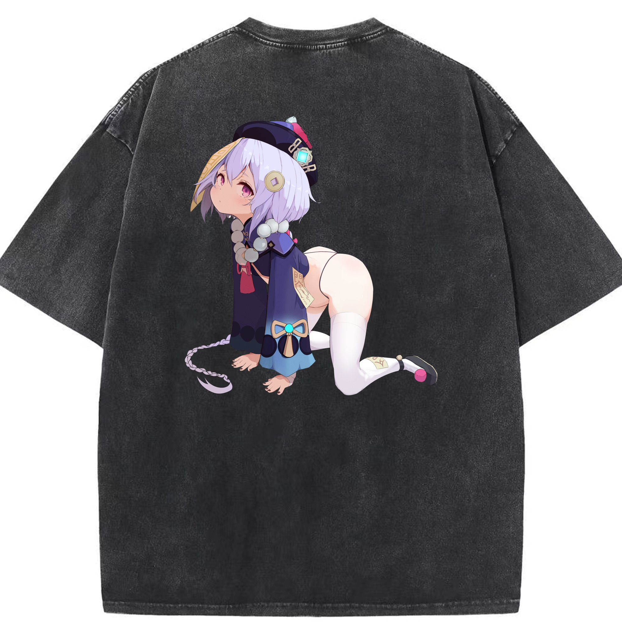 げんし神 七七 なな  genshin Nana 綿100% ヴィンテージ風 半袖Tシャツ（背面プリント）
