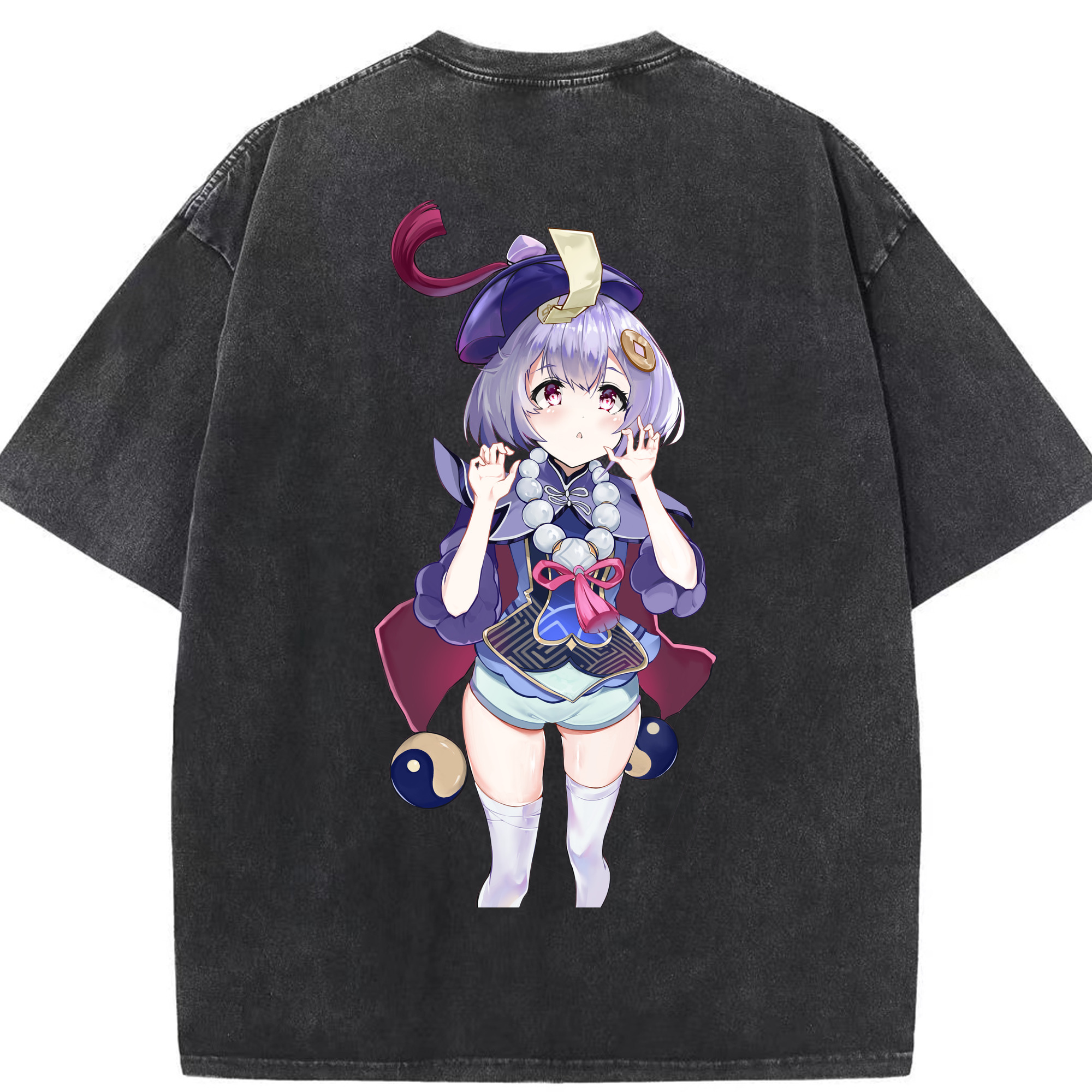 げんし神 七七 なな  genshin Nana 綿100% ヴィンテージ風 半袖Tシャツ（背面プリント）