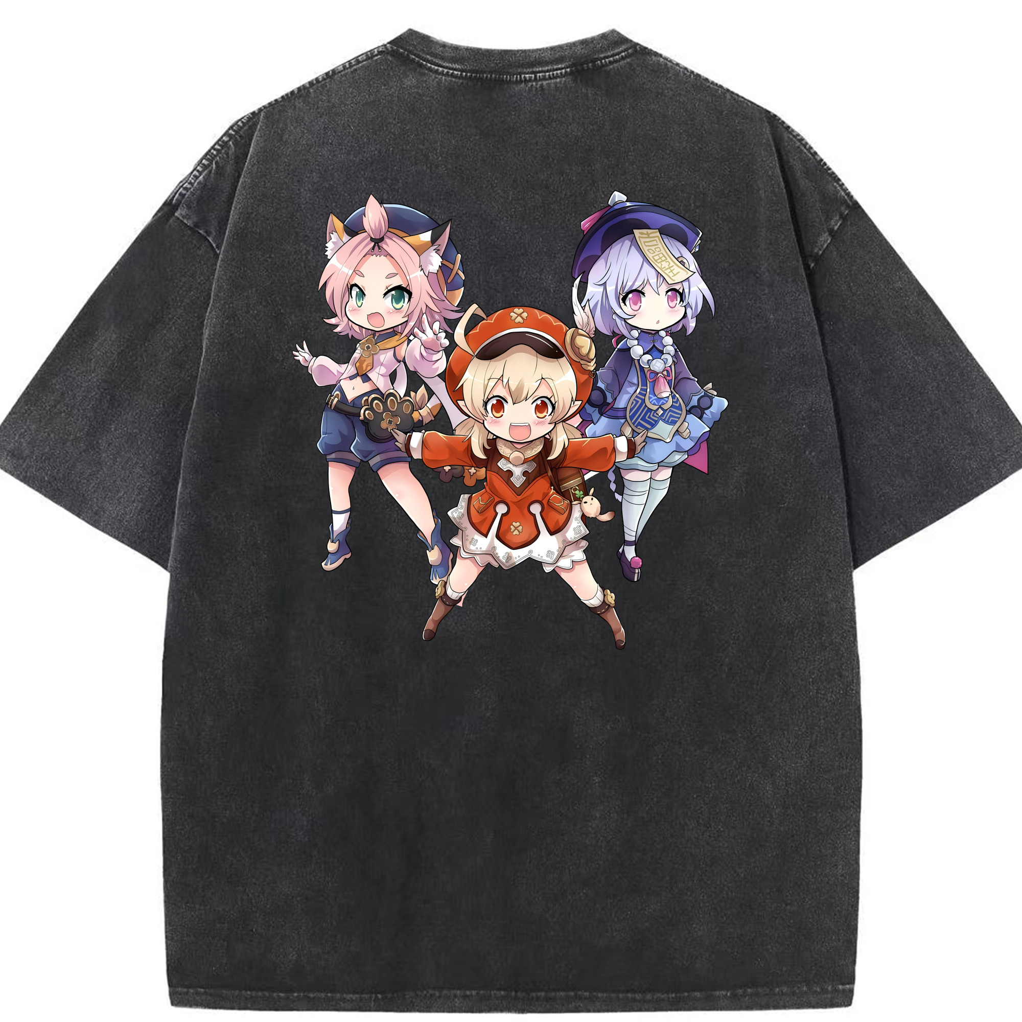 げんし神 七七 なな  genshin Nana 綿100% ヴィンテージ風 半袖Tシャツ（背面プリント）