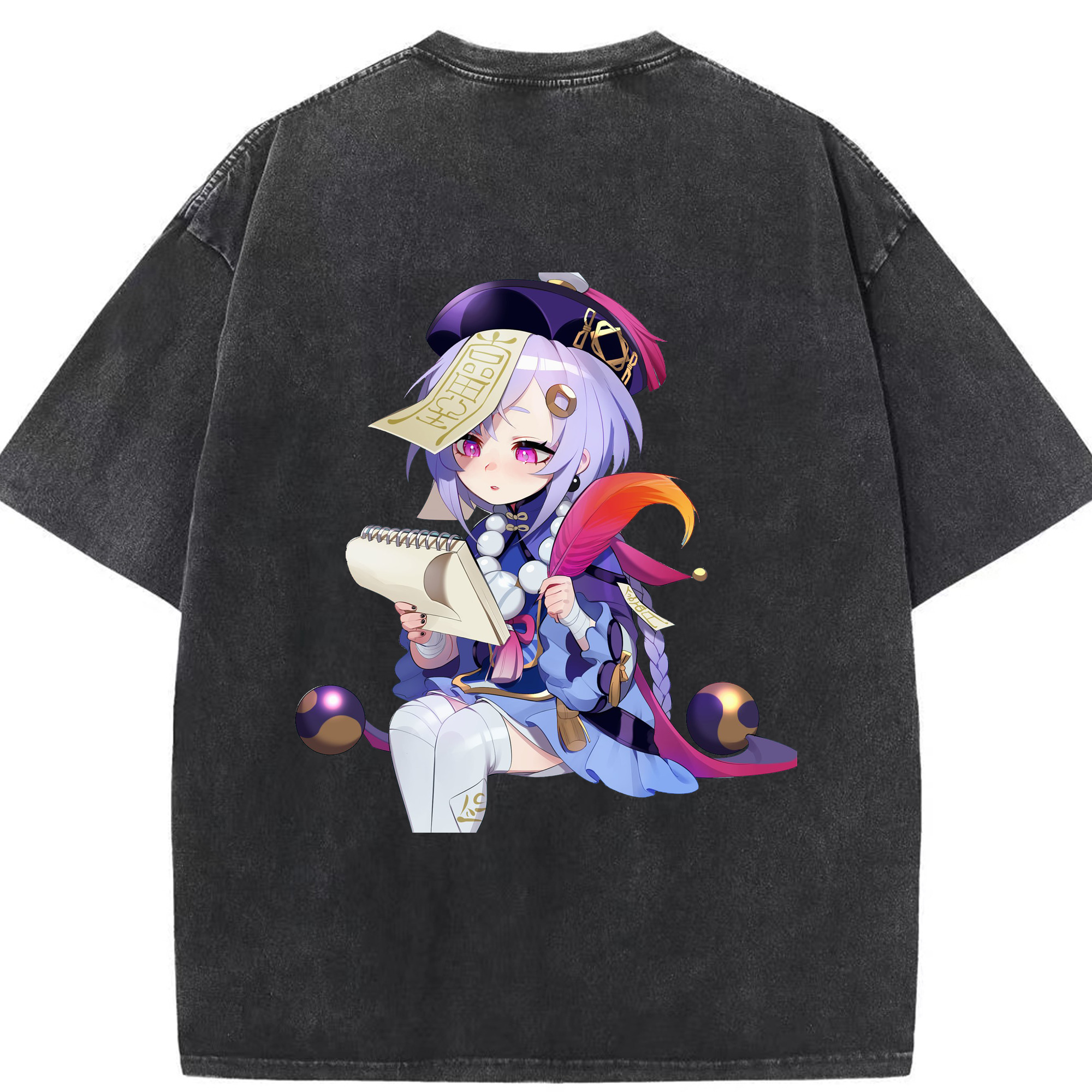 げんし神 七七 なな  genshin Nana 綿100% ヴィンテージ風 半袖Tシャツ（背面プリント）