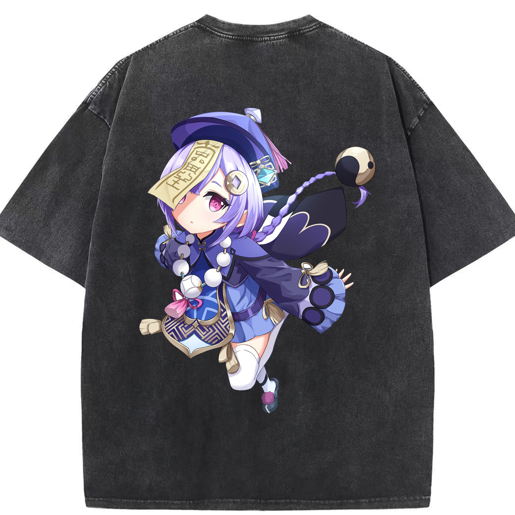 げんし神 七七 なな  genshin Nana 綿100% ヴィンテージ風 半袖Tシャツ（背面プリント）