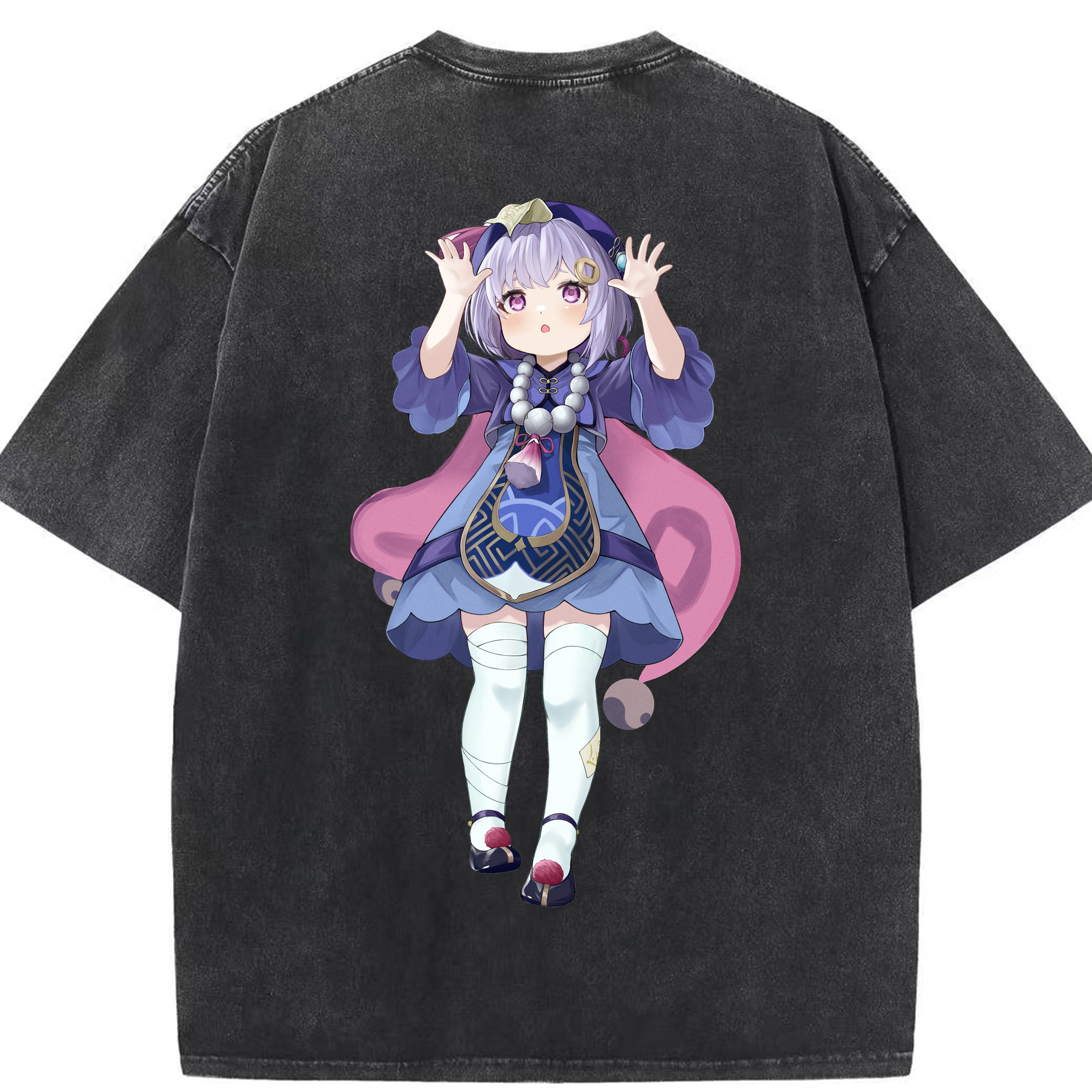 げんし神 七七 なな  genshin Nana 綿100% ヴィンテージ風 半袖Tシャツ（背面プリント）