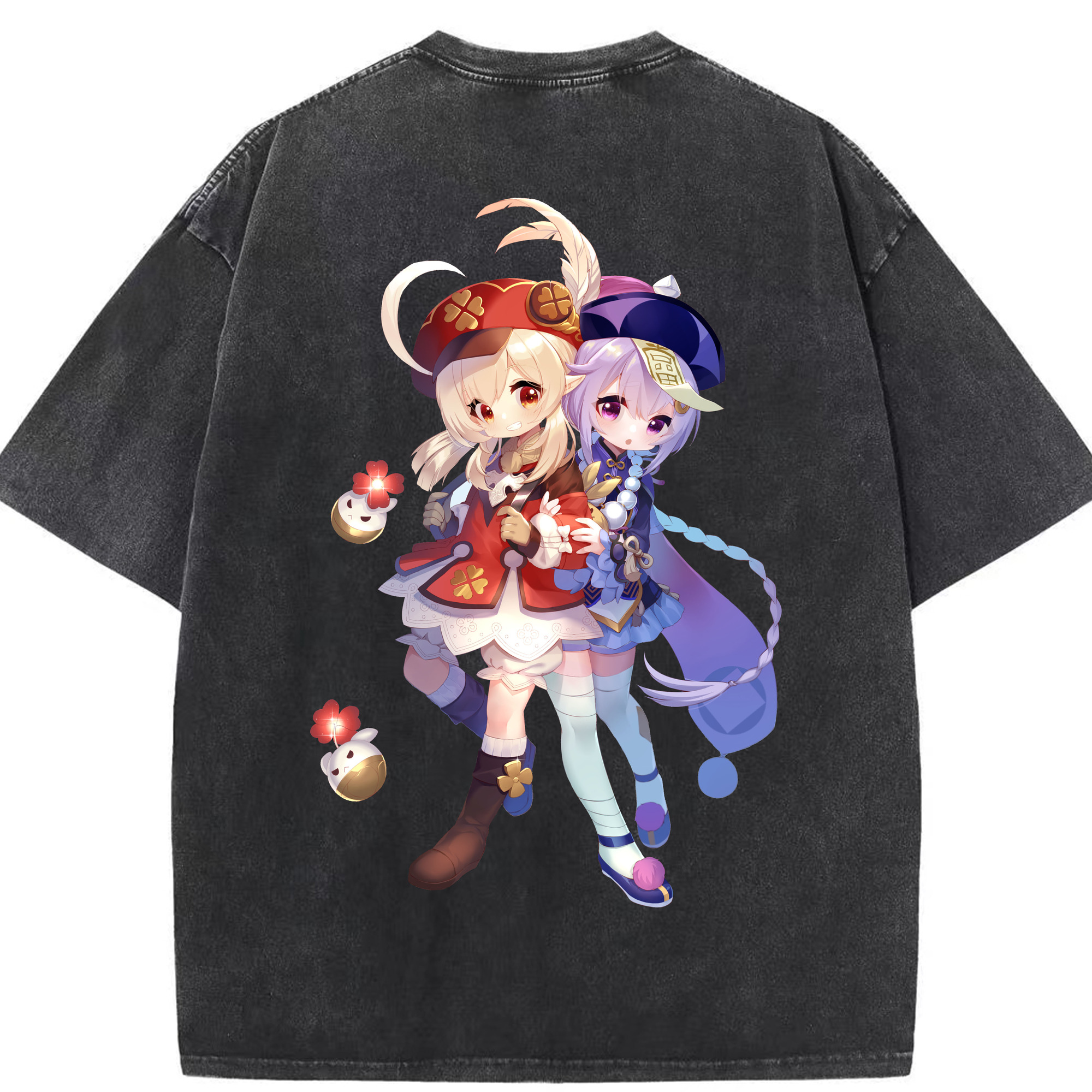 げんし神 七七 なな  genshin Nana 綿100% ヴィンテージ風 半袖Tシャツ（背面プリント）