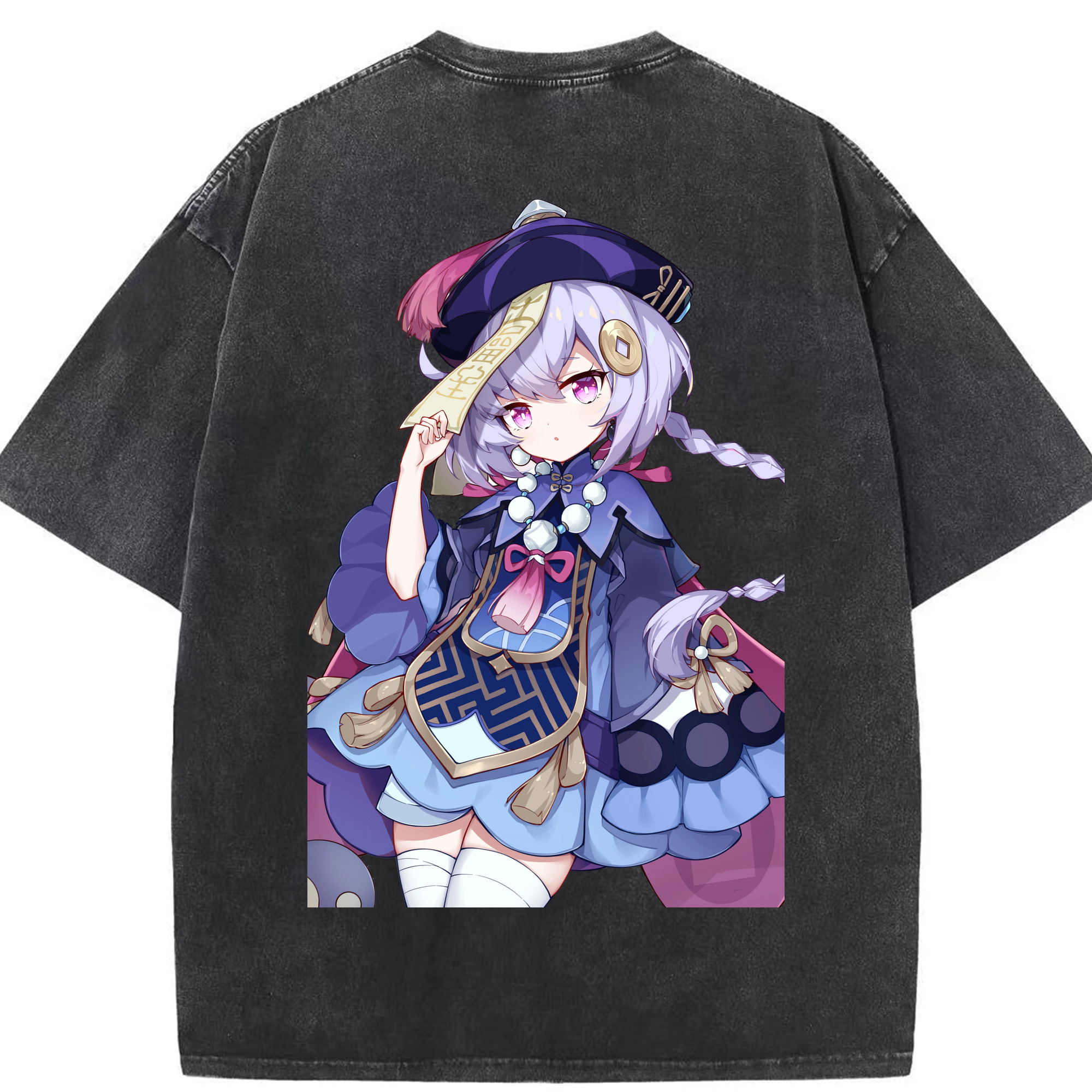 げんし神 七七 なな  genshin Nana 綿100% ヴィンテージ風 半袖Tシャツ（背面プリント）