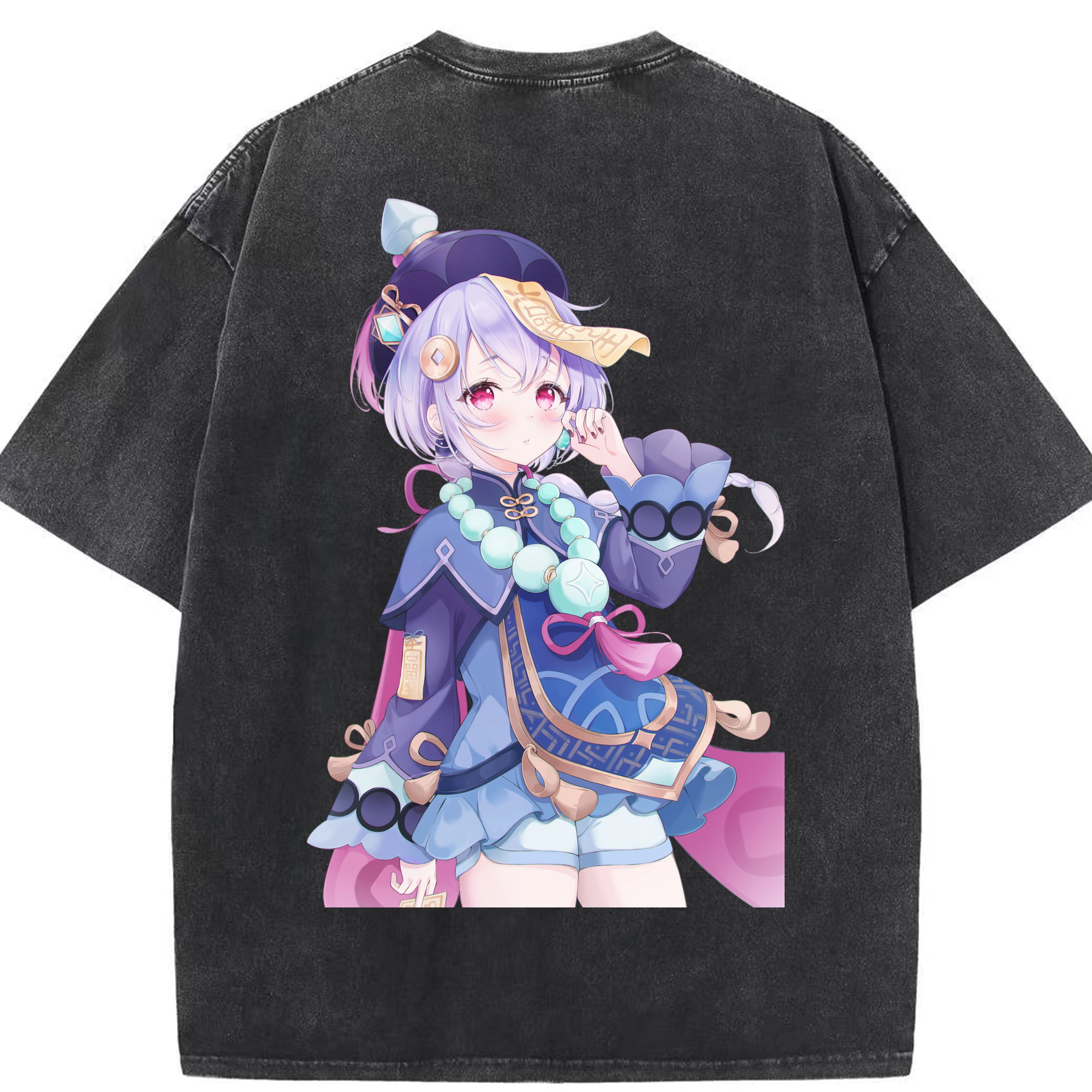 げんし神 七七 なな  genshin Nana 綿100% ヴィンテージ風 半袖Tシャツ（背面プリント）