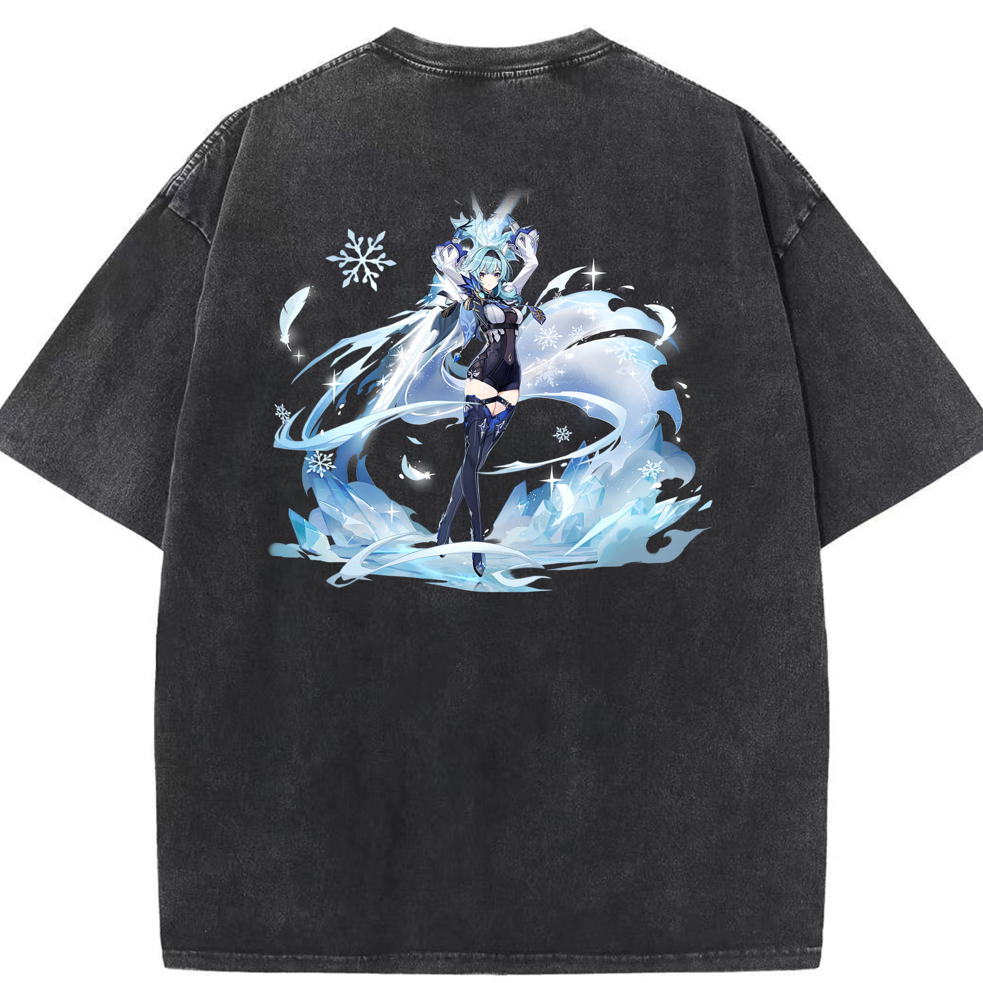 げんし神 优菈 ゆうら genshin Yūra 綿100% ヴィンテージ風 半袖Tシャツ（背面プリント）