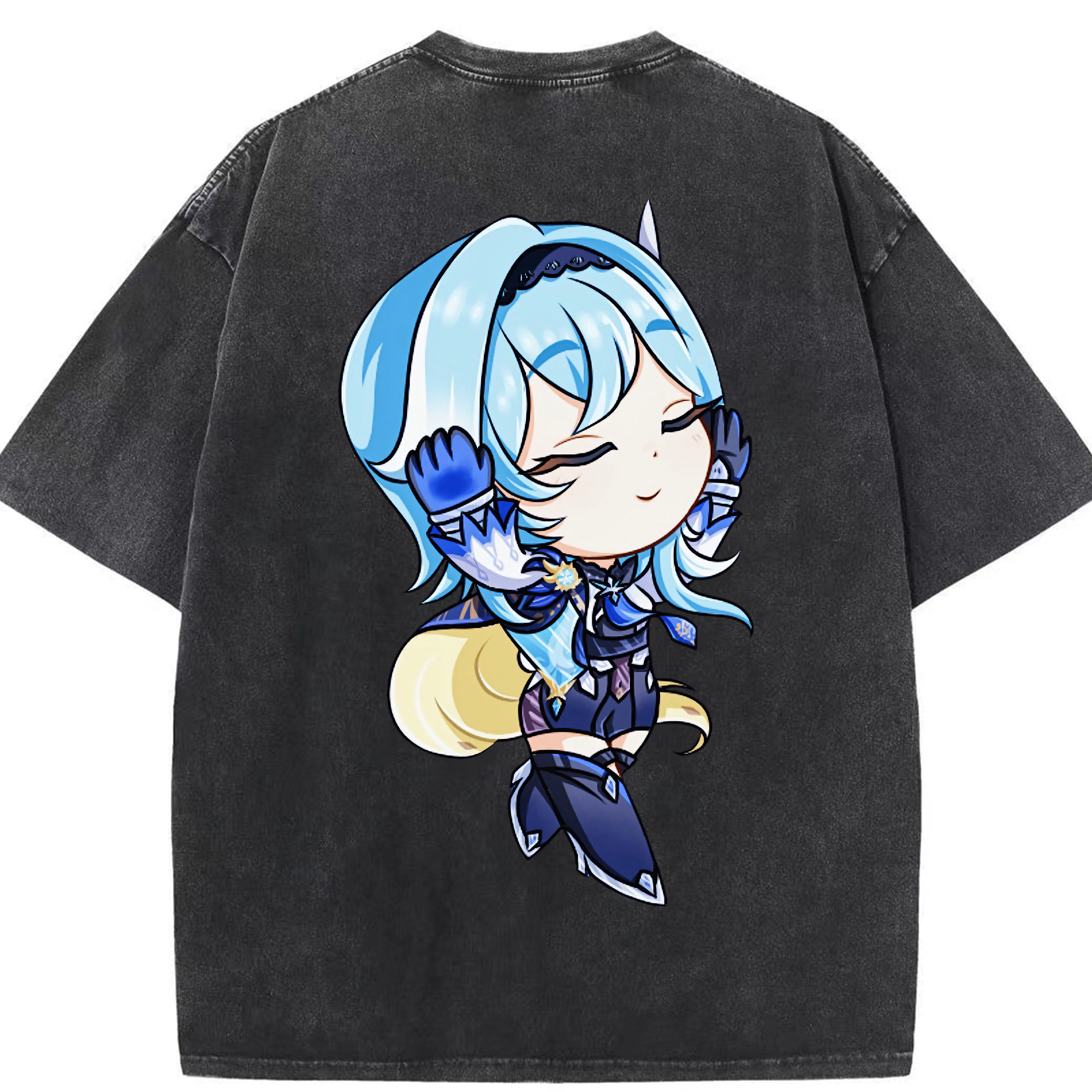 げんし神 优菈 ゆうら genshin Yūra 綿100% ヴィンテージ風 半袖Tシャツ（背面プリント）