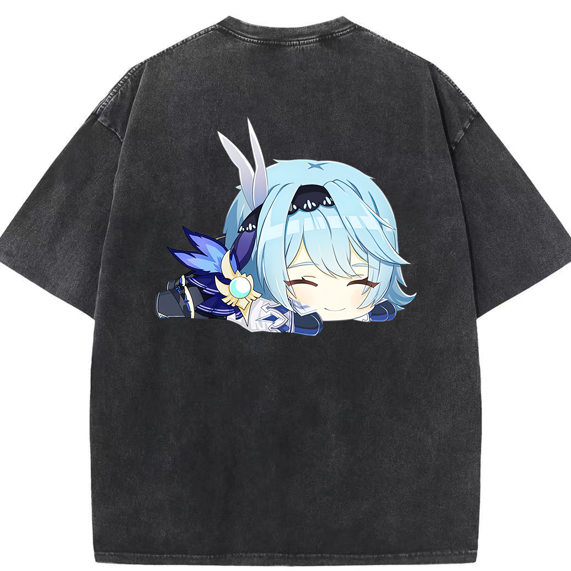 げんし神 优菈 ゆうら genshin Yūra 綿100% ヴィンテージ風 半袖Tシャツ（背面プリント）