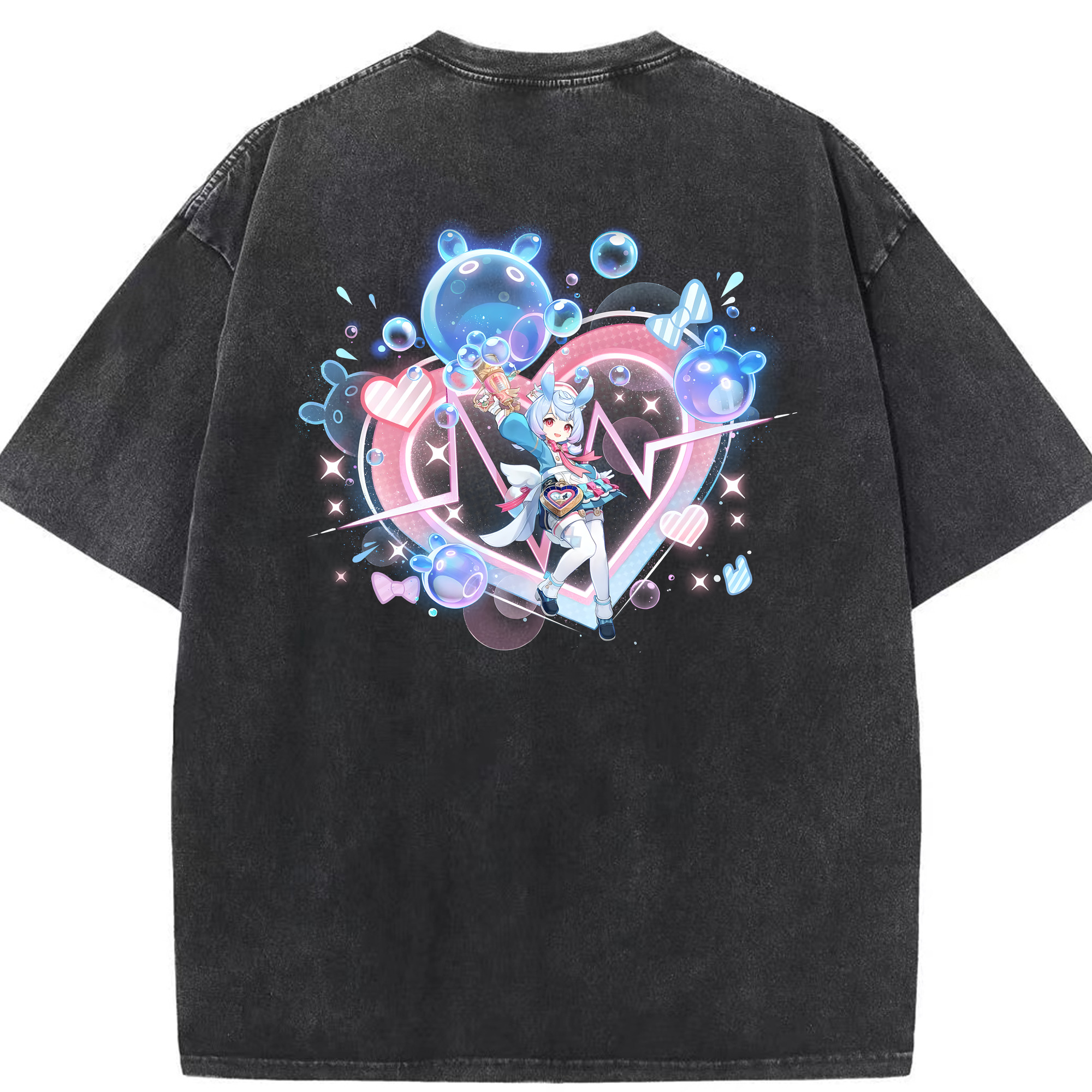 げんし神 シゲウィン genshin Shigewin 綿100% ヴィンテージ風 半袖Tシャツ（背面プリント）