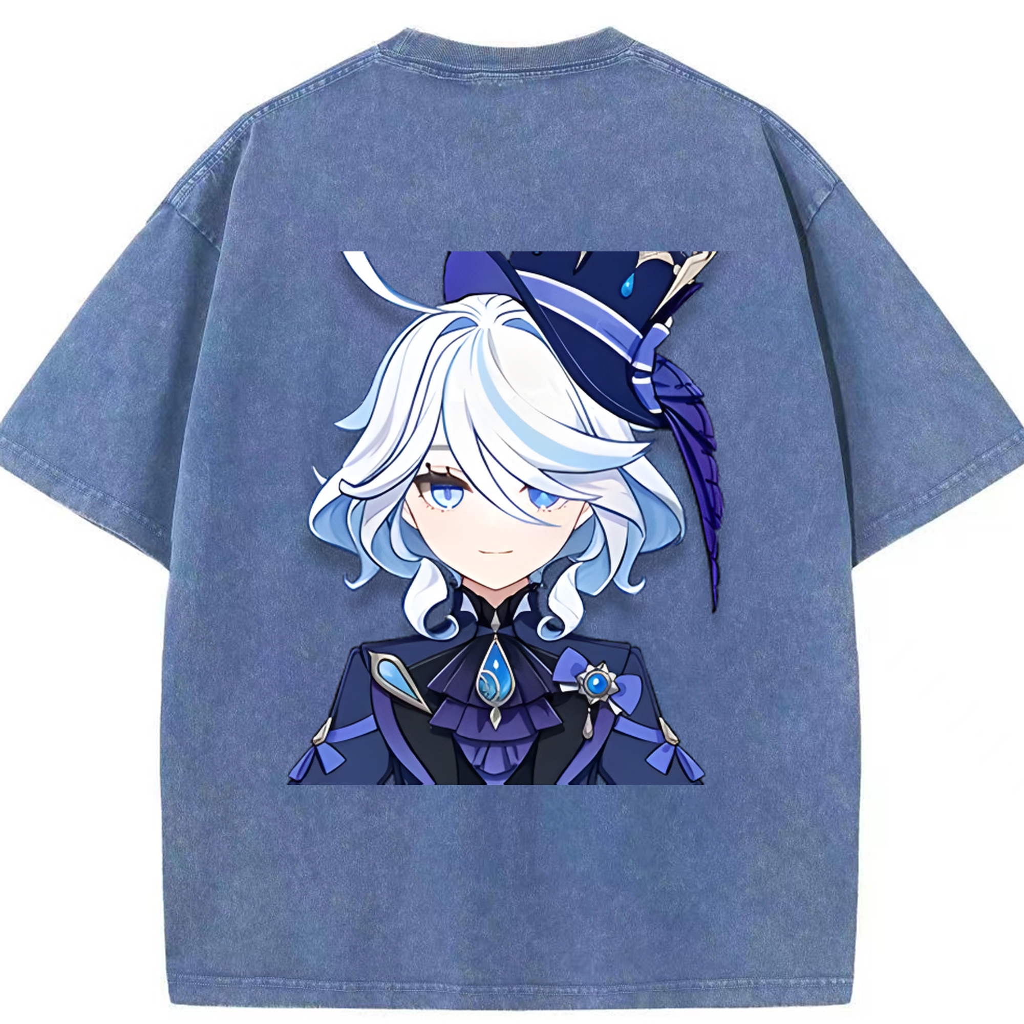 げんし神 フリーナ genshin Furina 綿100% ヴィンテージ風 半袖Tシャツ（背面プリント）