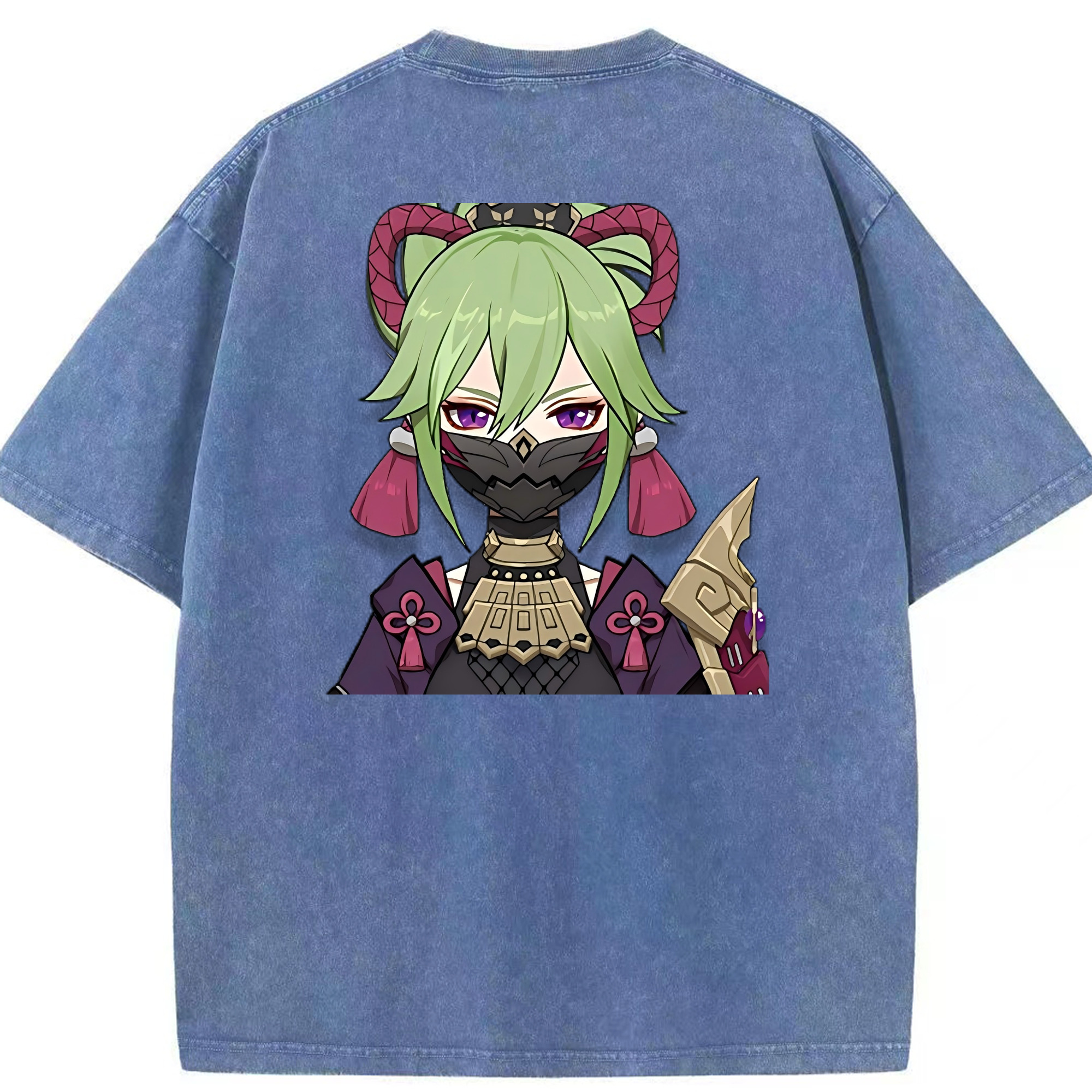 げんし神  久岐忍 くき しのぶ genshin Kuki Shinobu 綿100% ヴィンテージ風 半袖Tシャツ（背面プリント）