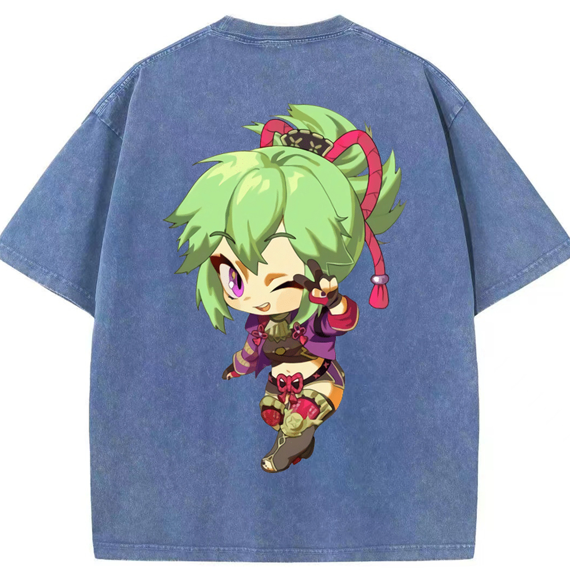 げんし神  久岐忍 くき しのぶ genshin Kuki Shinobu 綿100% ヴィンテージ風 半袖Tシャツ（背面プリント）