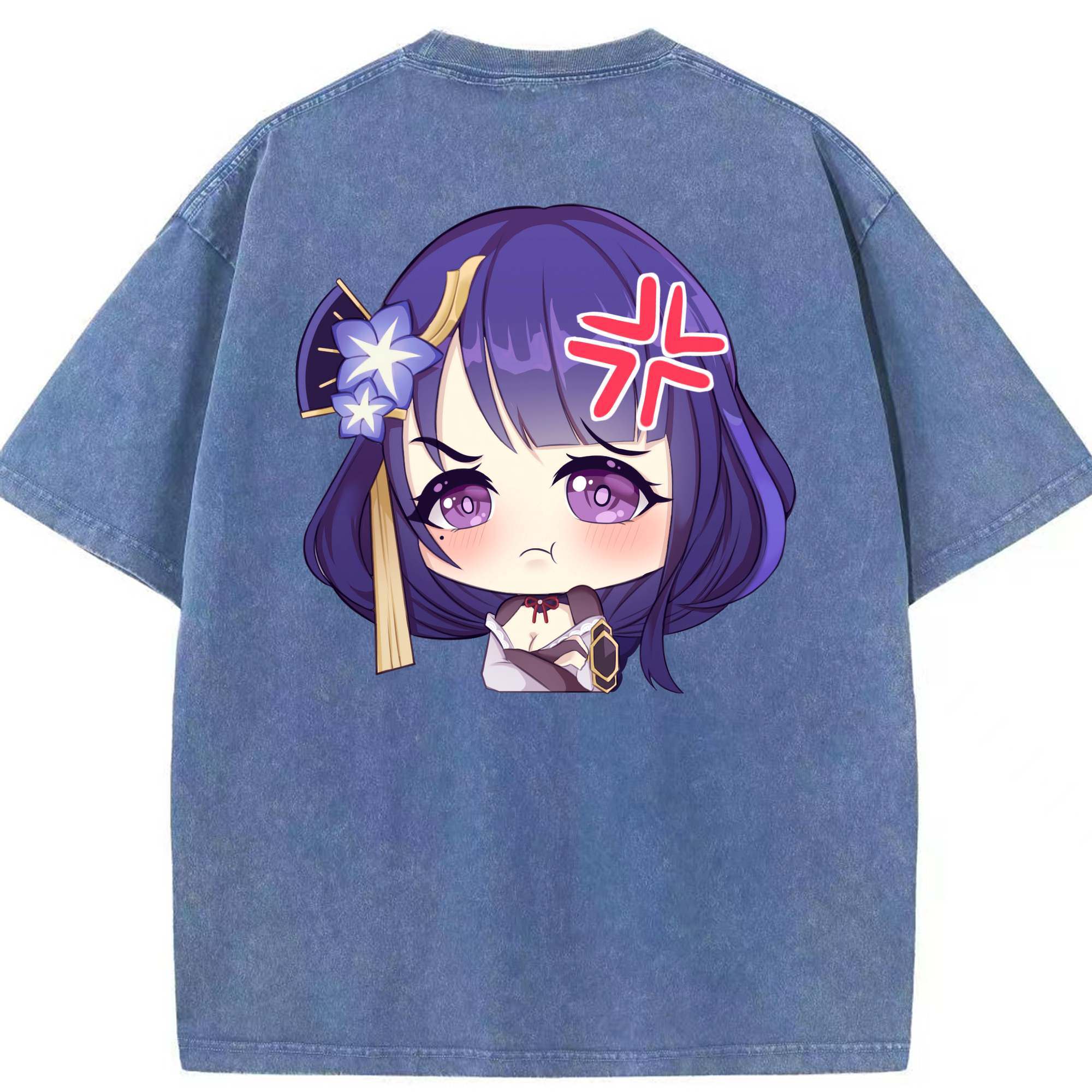 げんし神 雷電将軍 らいでんしょうぐん genshin Raiden Shogun 綿100% ヴィンテージ風 半袖Tシャツ（背面プリント）