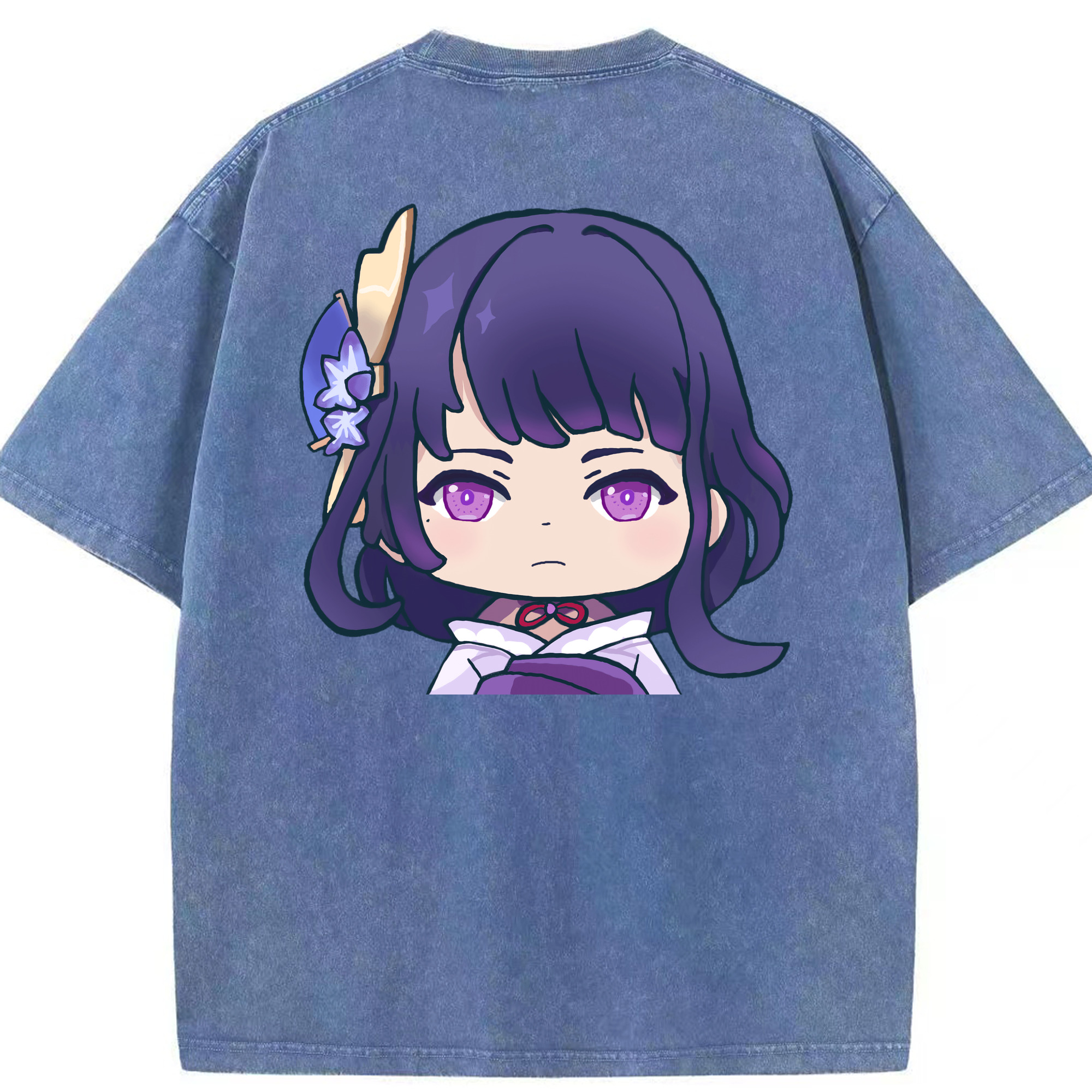 げんし神 雷電将軍 らいでんしょうぐん genshin Raiden Shogun 綿100% ヴィンテージ風 半袖Tシャツ（背面プリント）
