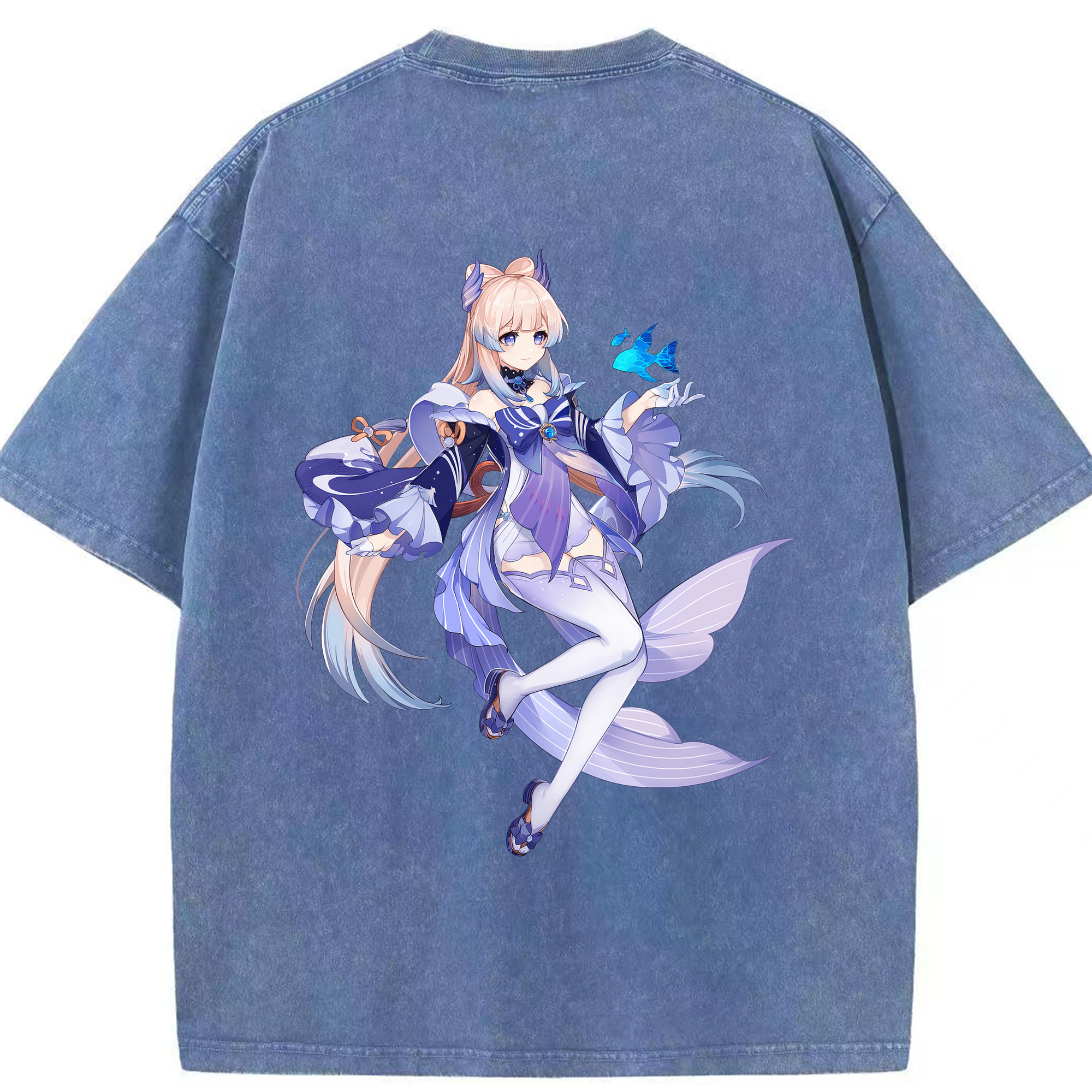 げんし神 珊瑚宮心海 サンゴノミヤ・ココミ genshin Sangonomiya Kokomi 綿100% ヴィンテージ風 半袖Tシャツ（背面プリント）