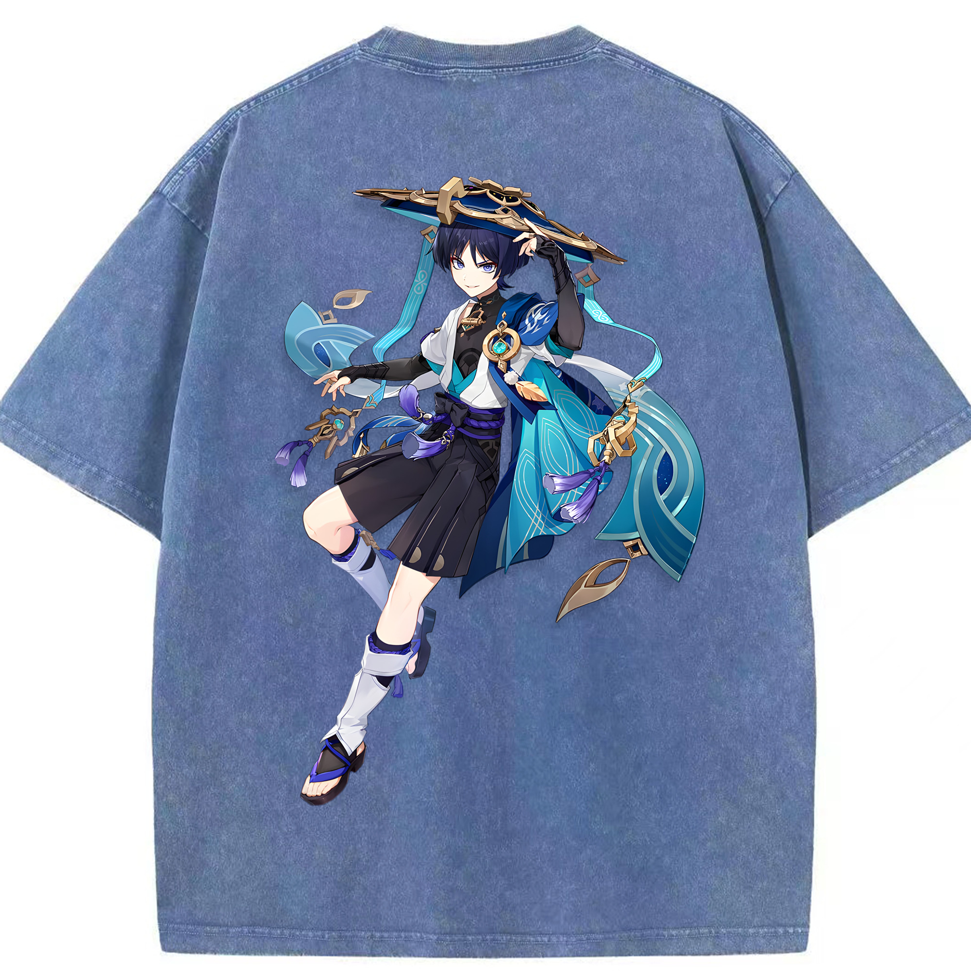 げんし神 さんペい genshin Sanpei 綿100% ヴィンテージ風 半袖Tシャツ（背面プリント）