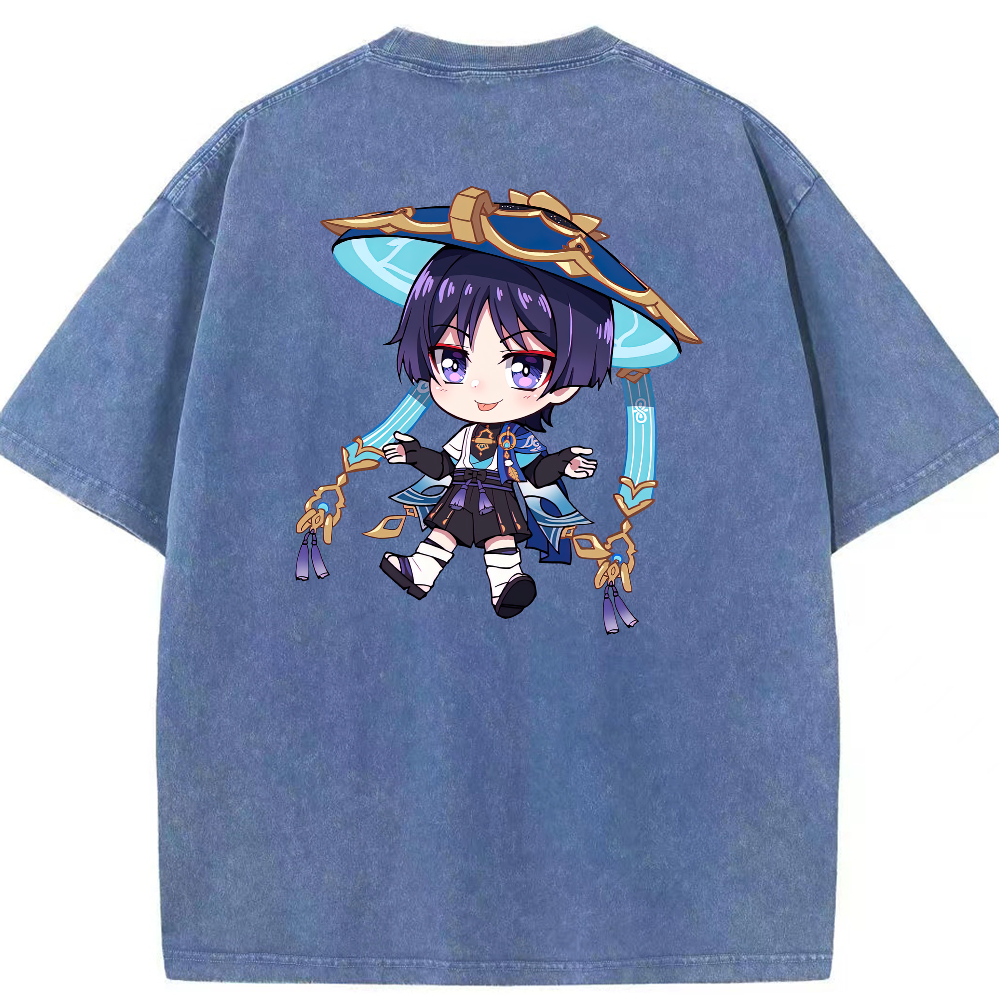 げんし神 さんペい genshin Sanpei 綿100% ヴィンテージ風 半袖Tシャツ（背面プリント）