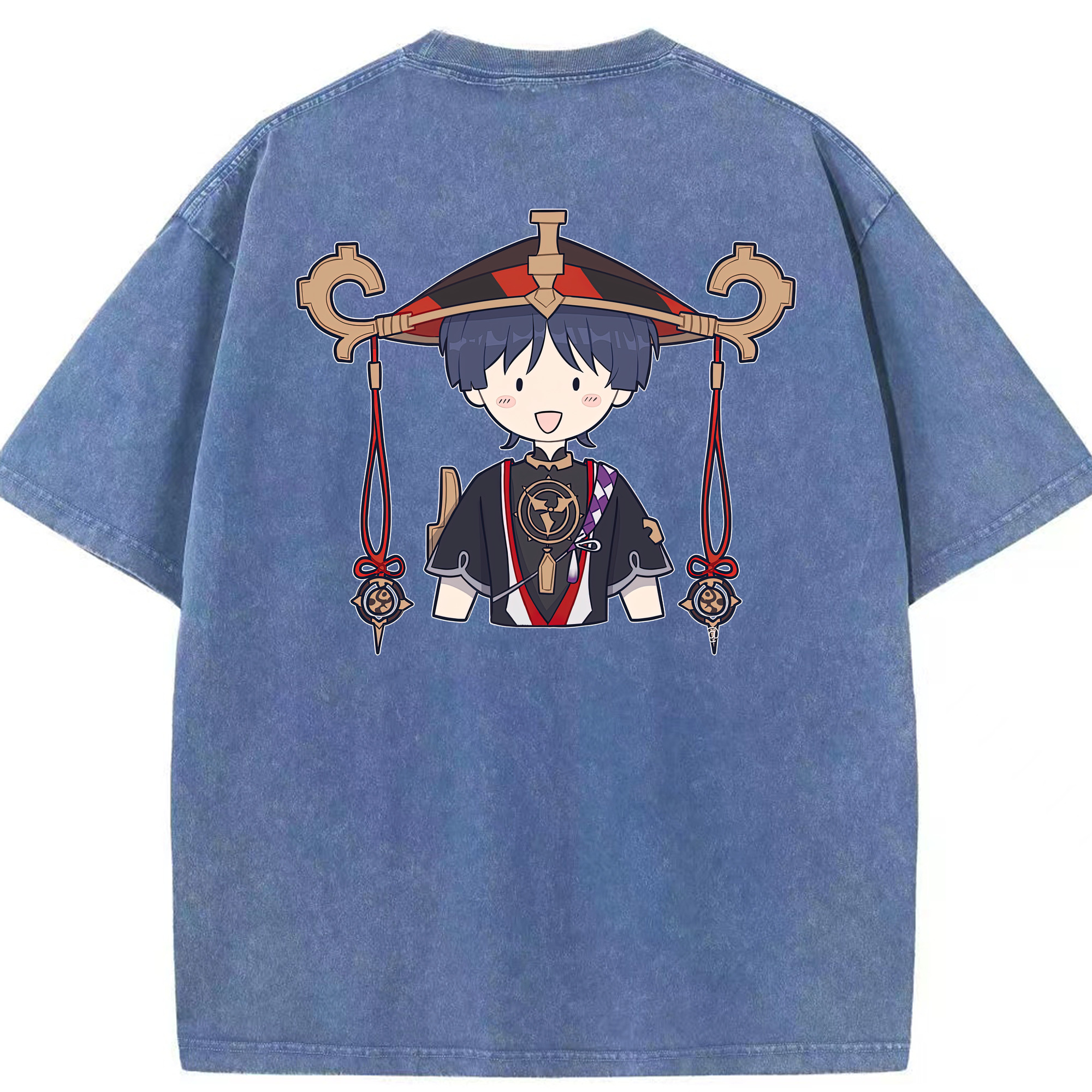 げんし神 さんペい genshin Sanpei 綿100% ヴィンテージ風 半袖Tシャツ（背面プリント）