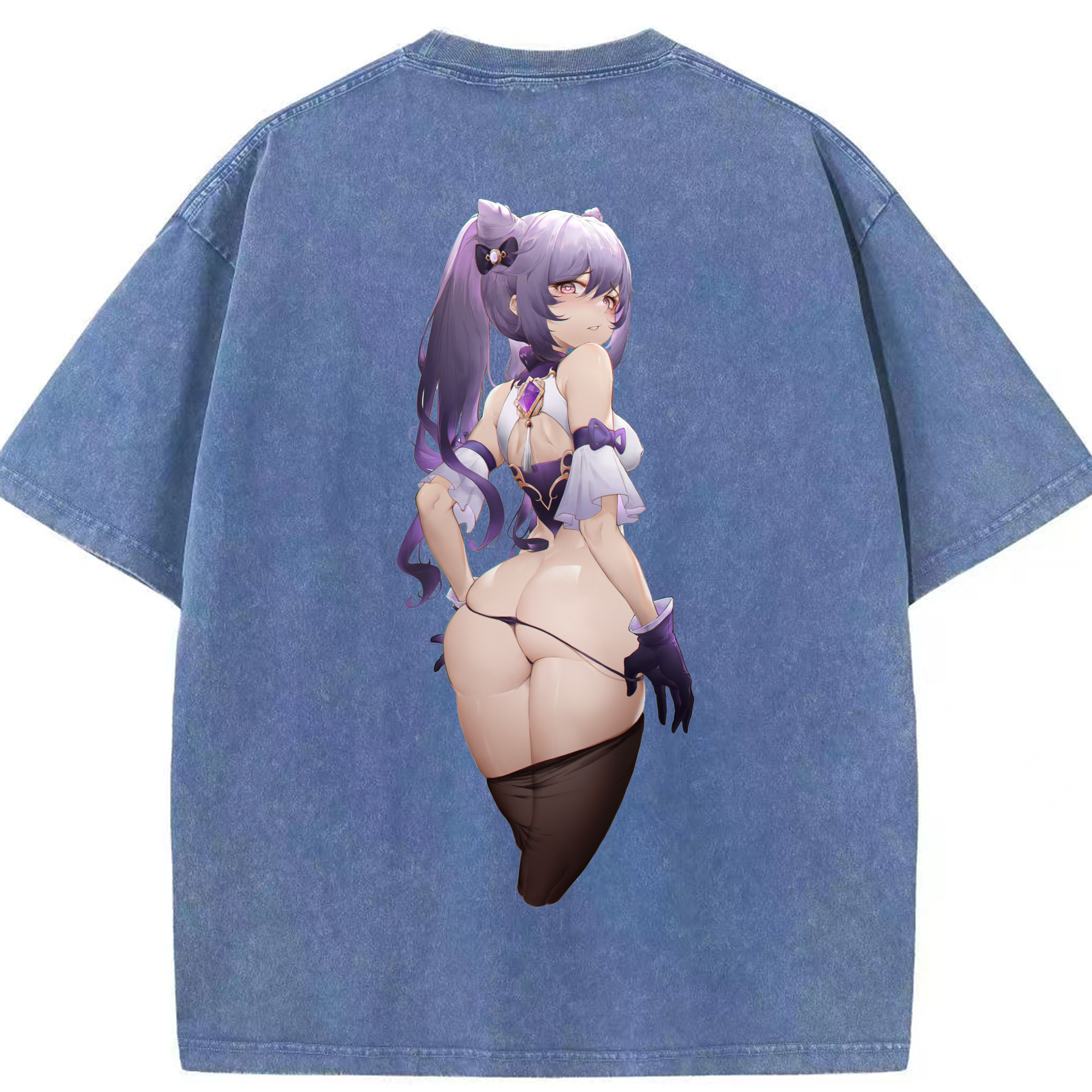 げんし神 刻晴 こくせい genshin Kokusei 綿100% ヴィンテージ風 半袖Tシャツ（背面プリント）