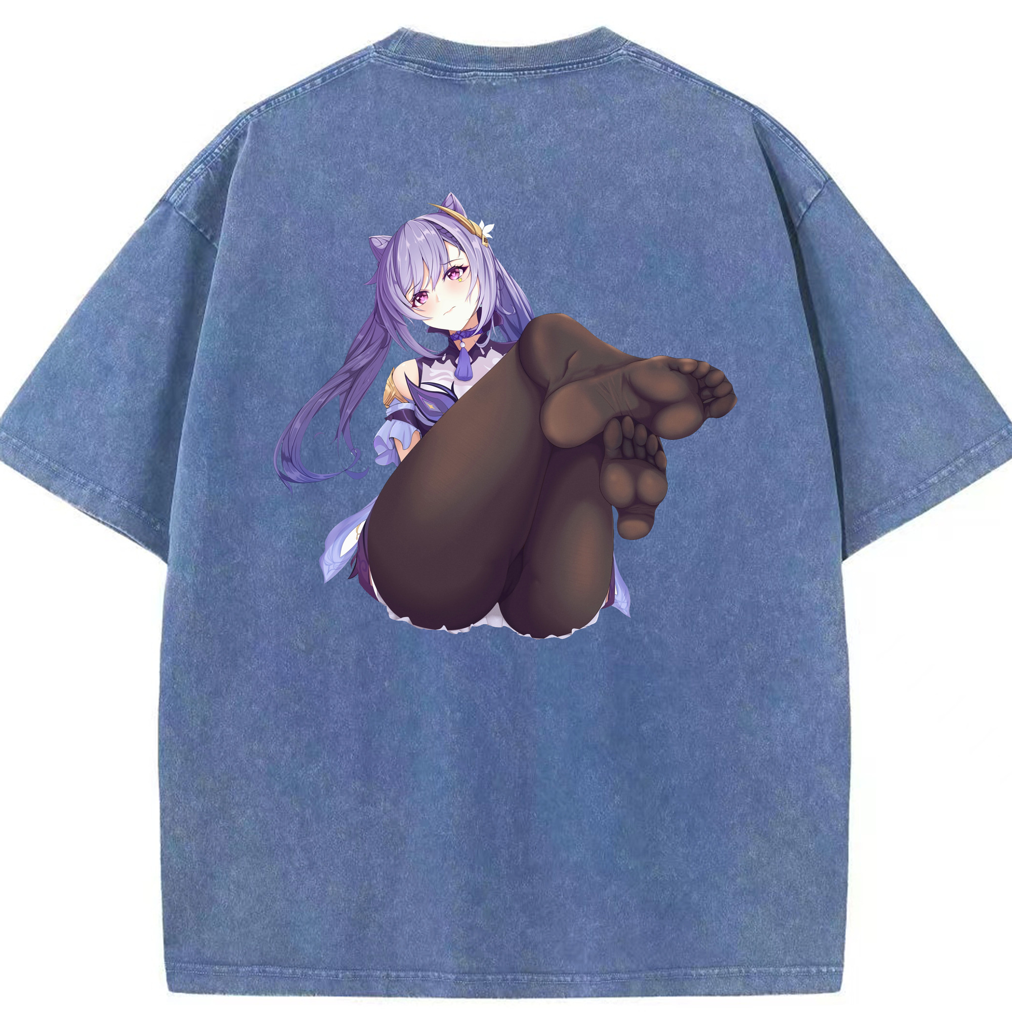 げんし神 刻晴 こくせい genshin Kokusei 綿100% ヴィンテージ風 半袖Tシャツ（背面プリント）