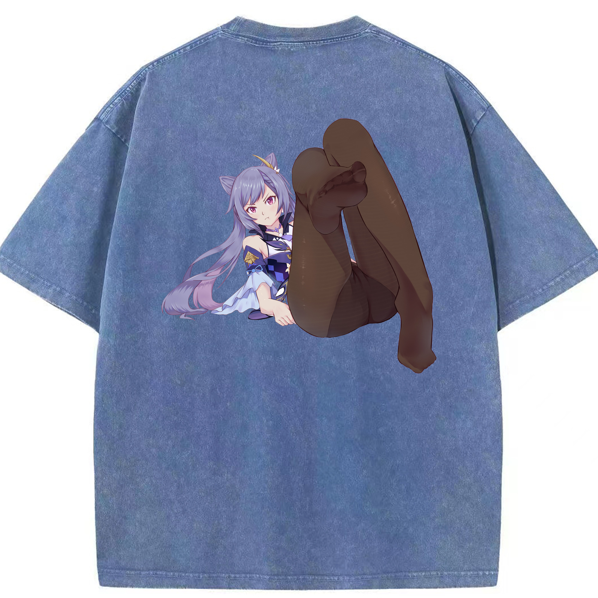 げんし神 刻晴 こくせい genshin Kokusei 綿100% ヴィンテージ風 半袖Tシャツ（背面プリント）