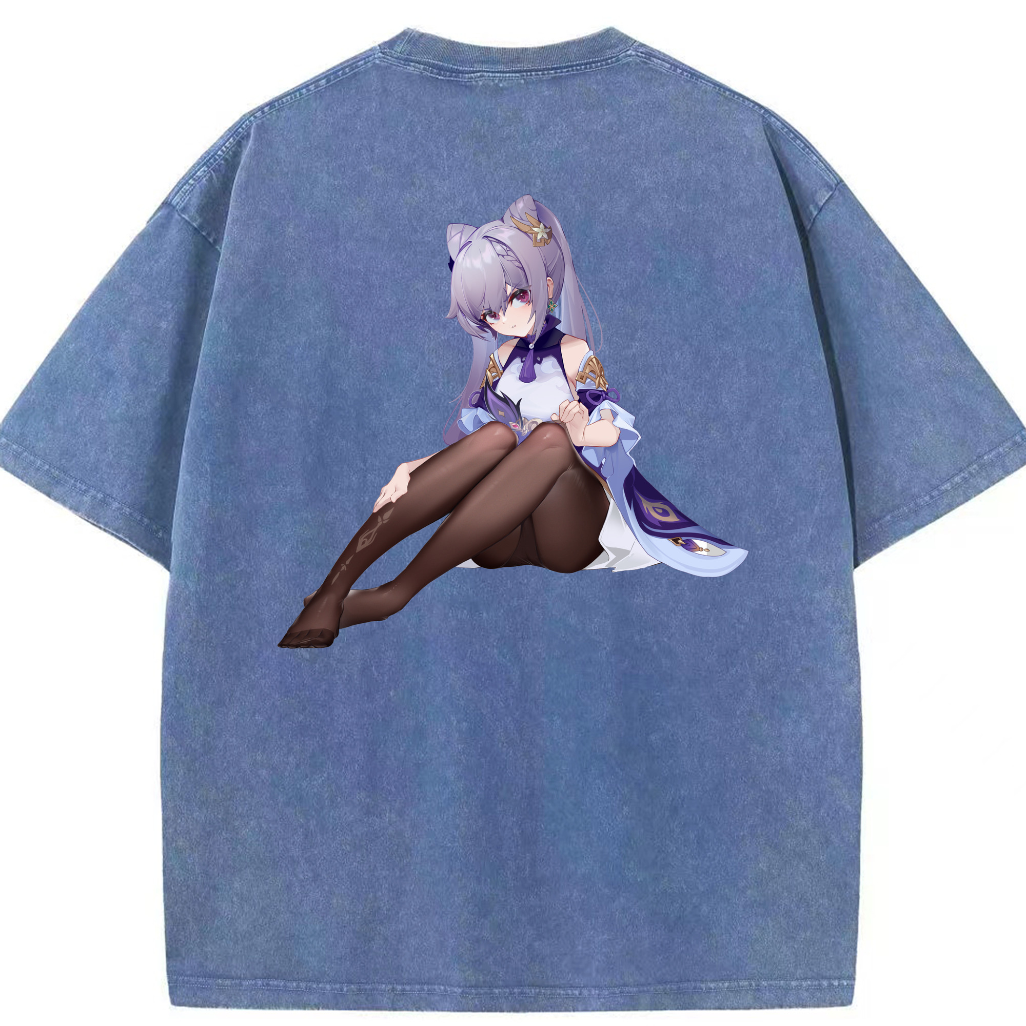 げんし神 刻晴 こくせい genshin Kokusei 綿100% ヴィンテージ風 半袖Tシャツ（背面プリント）
