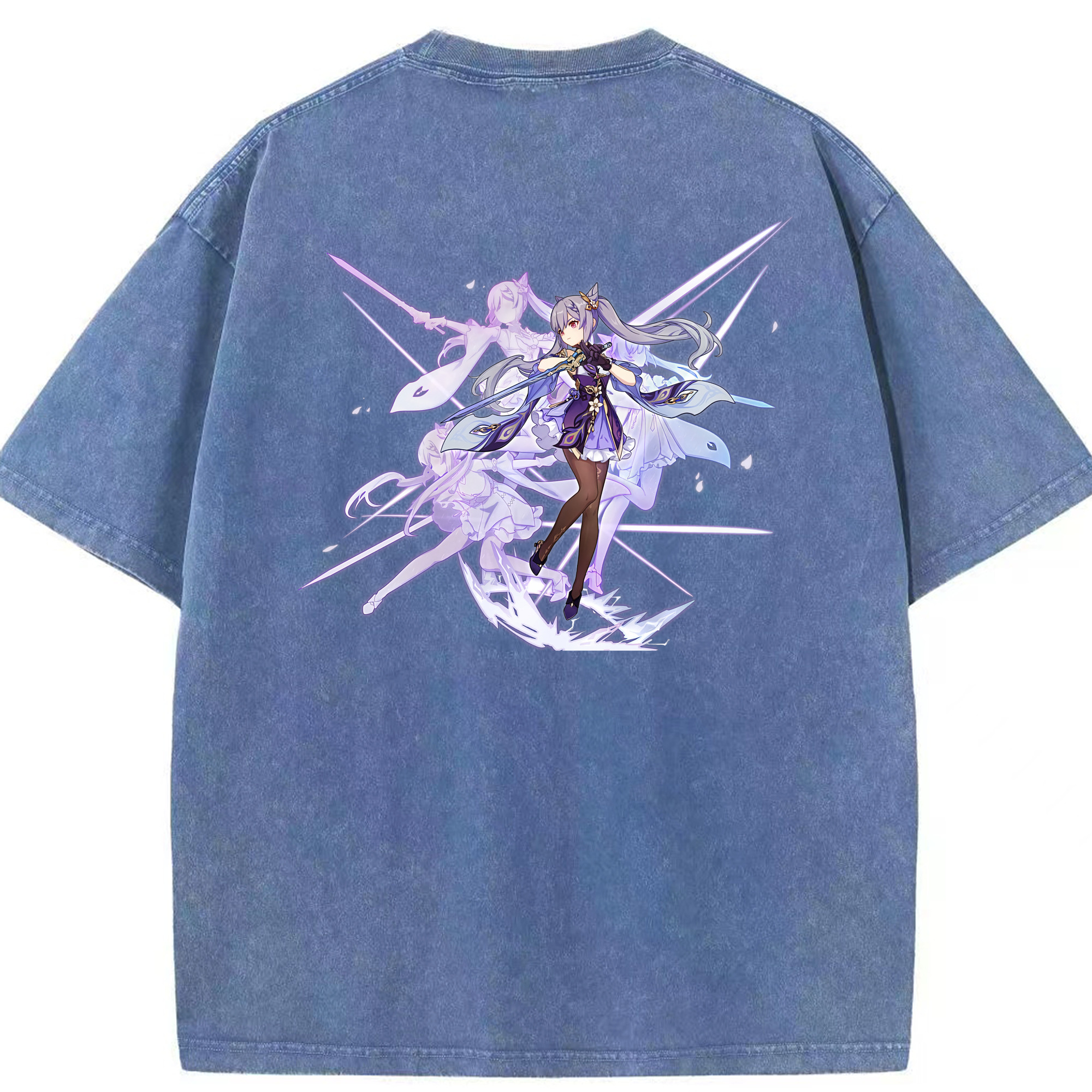 げんし神 刻晴 こくせい genshin Kokusei 綿100% ヴィンテージ風 半袖Tシャツ（背面プリント）